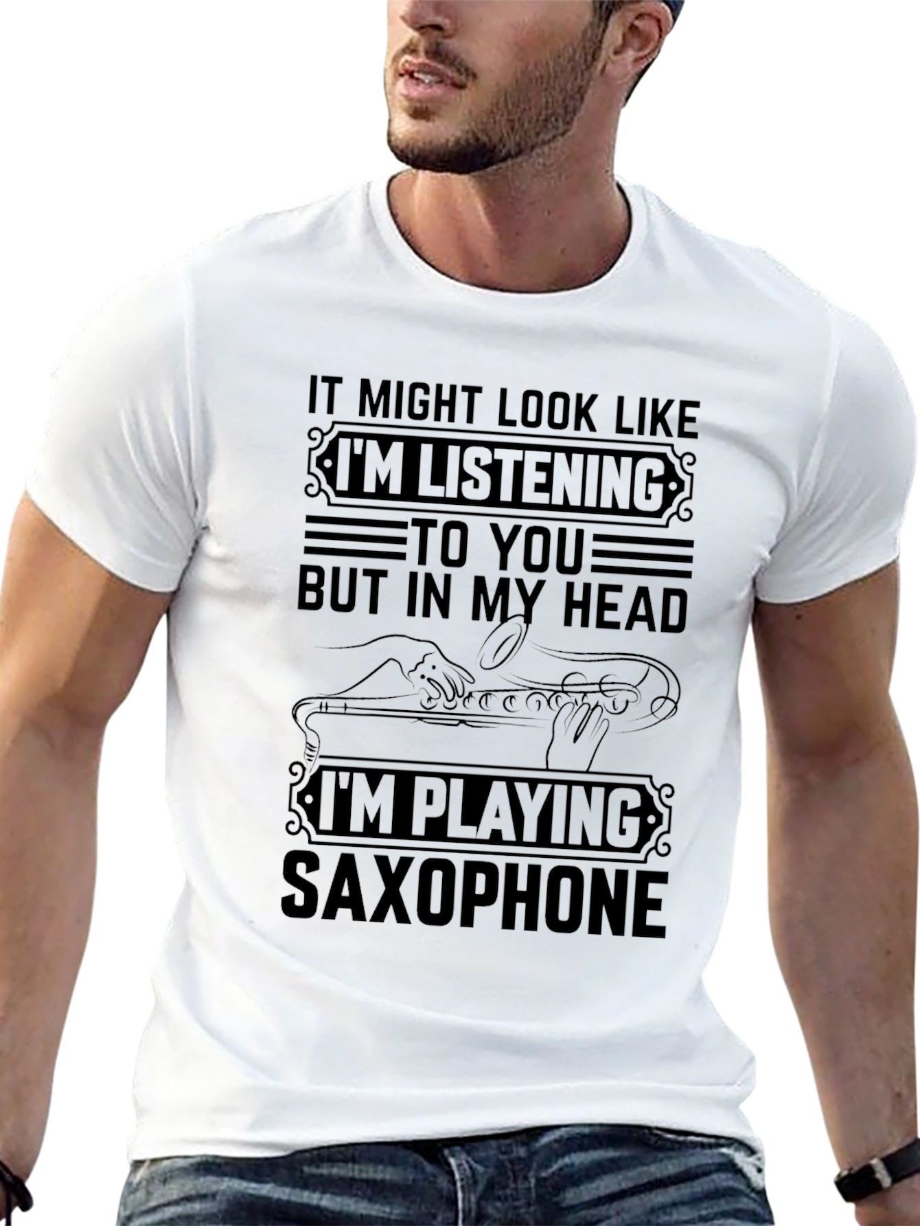 Saxophone Player Novelty Graphic T-Shirt