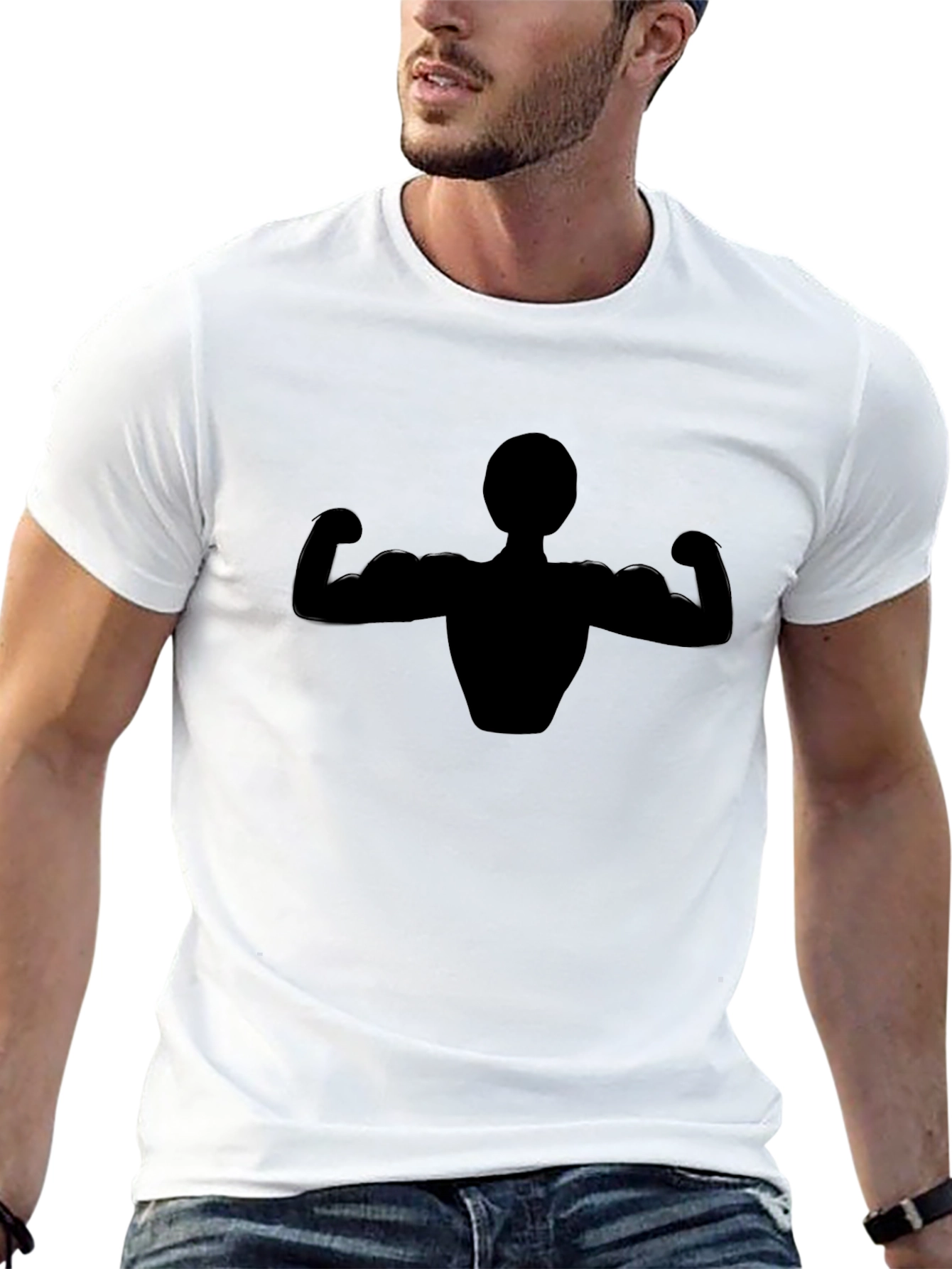 Muscle Man Graphic Black T-Shirt