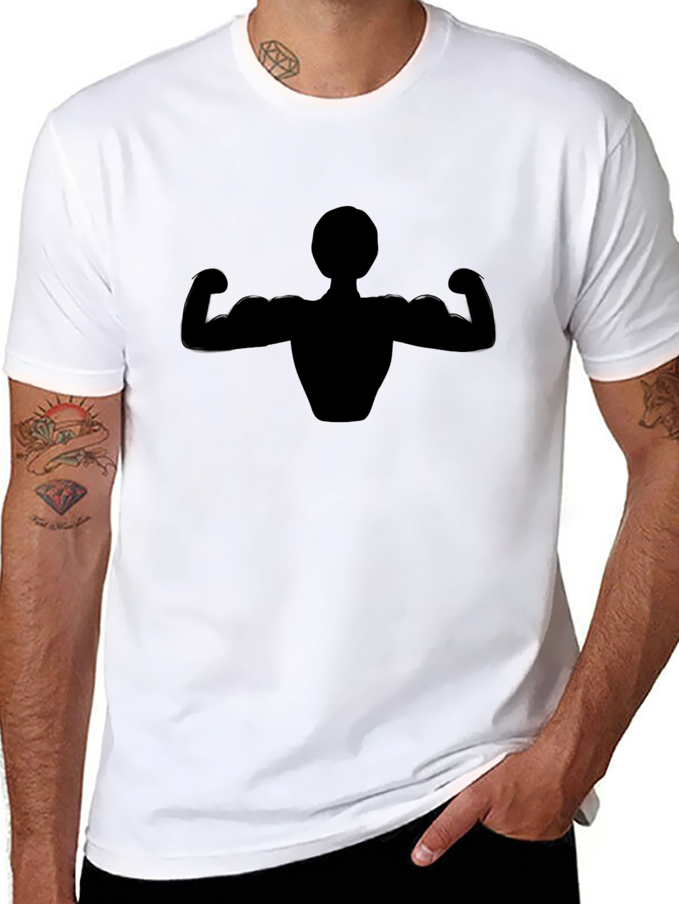Muscle Man Graphic Black T-Shirt