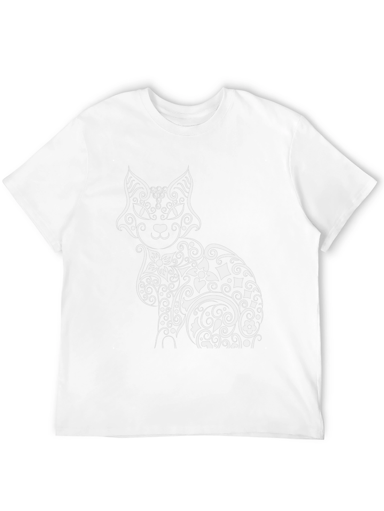 Stylish Cat Graphic Print Black T-Shirt
