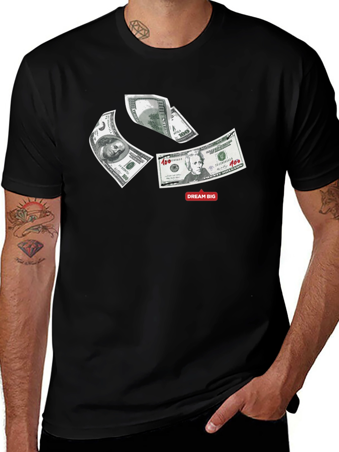 Dream Big Money Graphic Tee - Black
