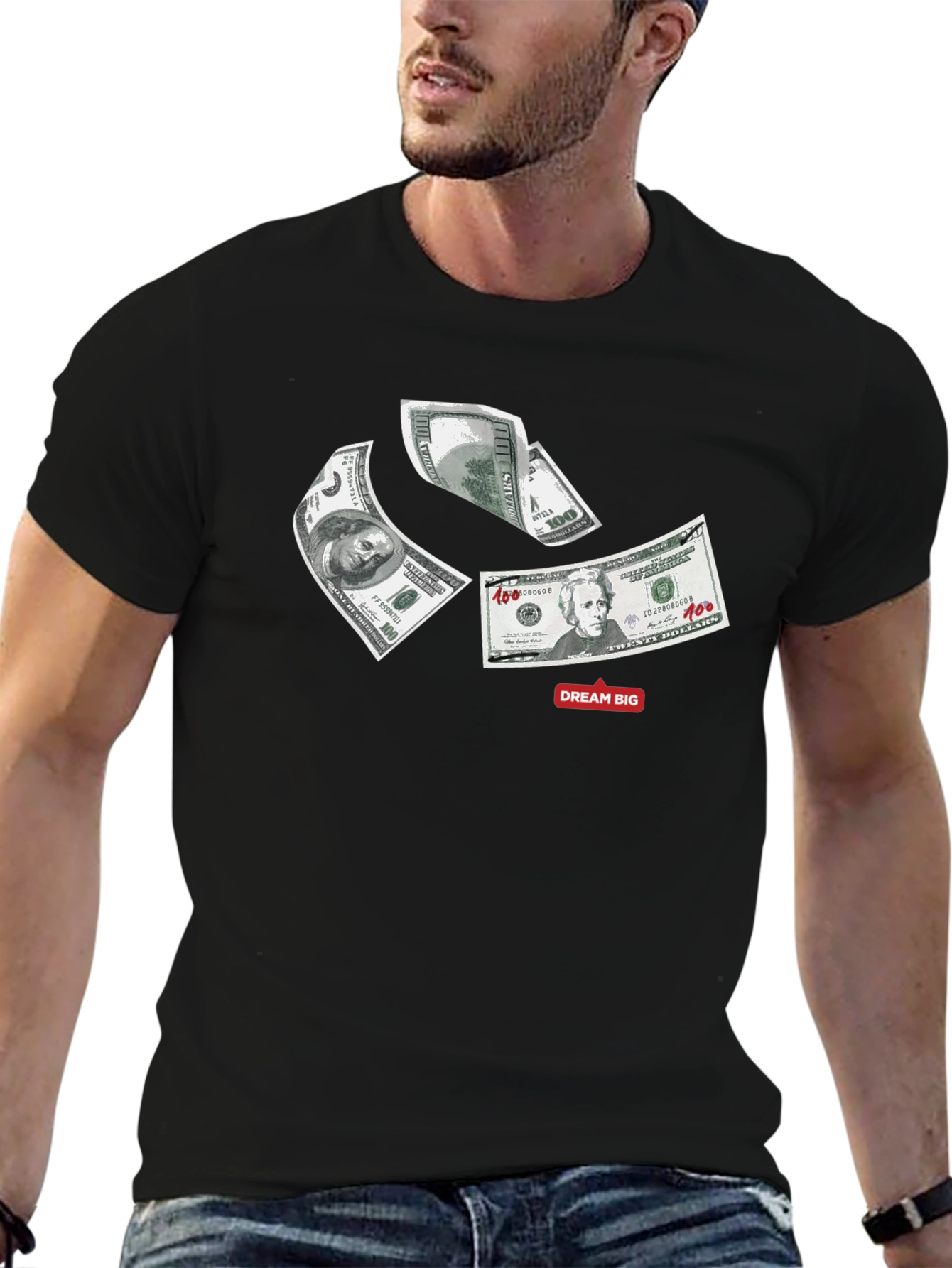 Dream Big Money Graphic Tee - Black