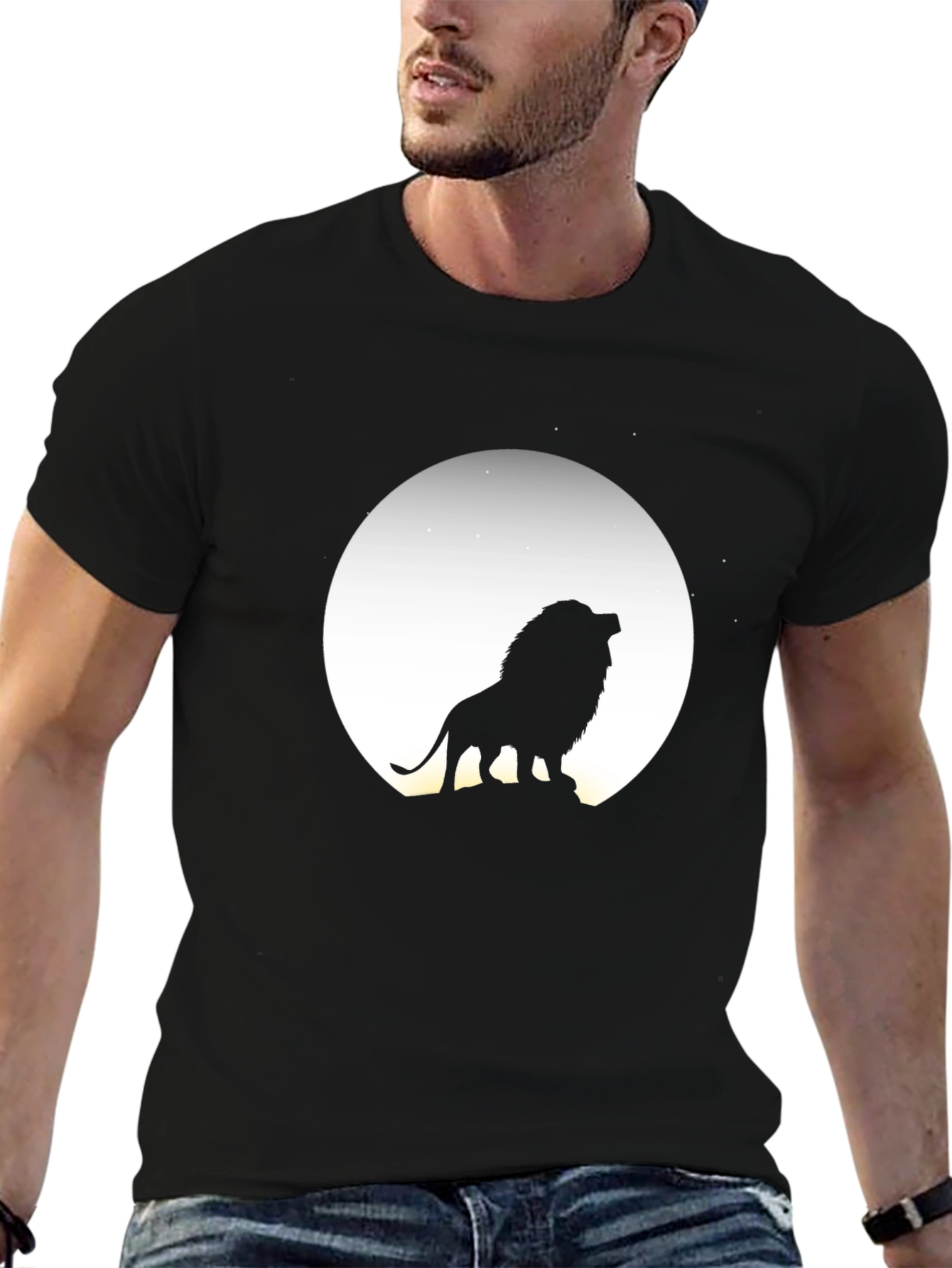 Lion Silhouette Graphic T-Shirt - Black