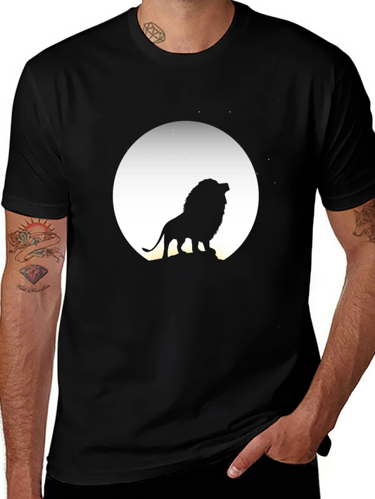 Lion Silhouette Graphic T-Shirt - Black