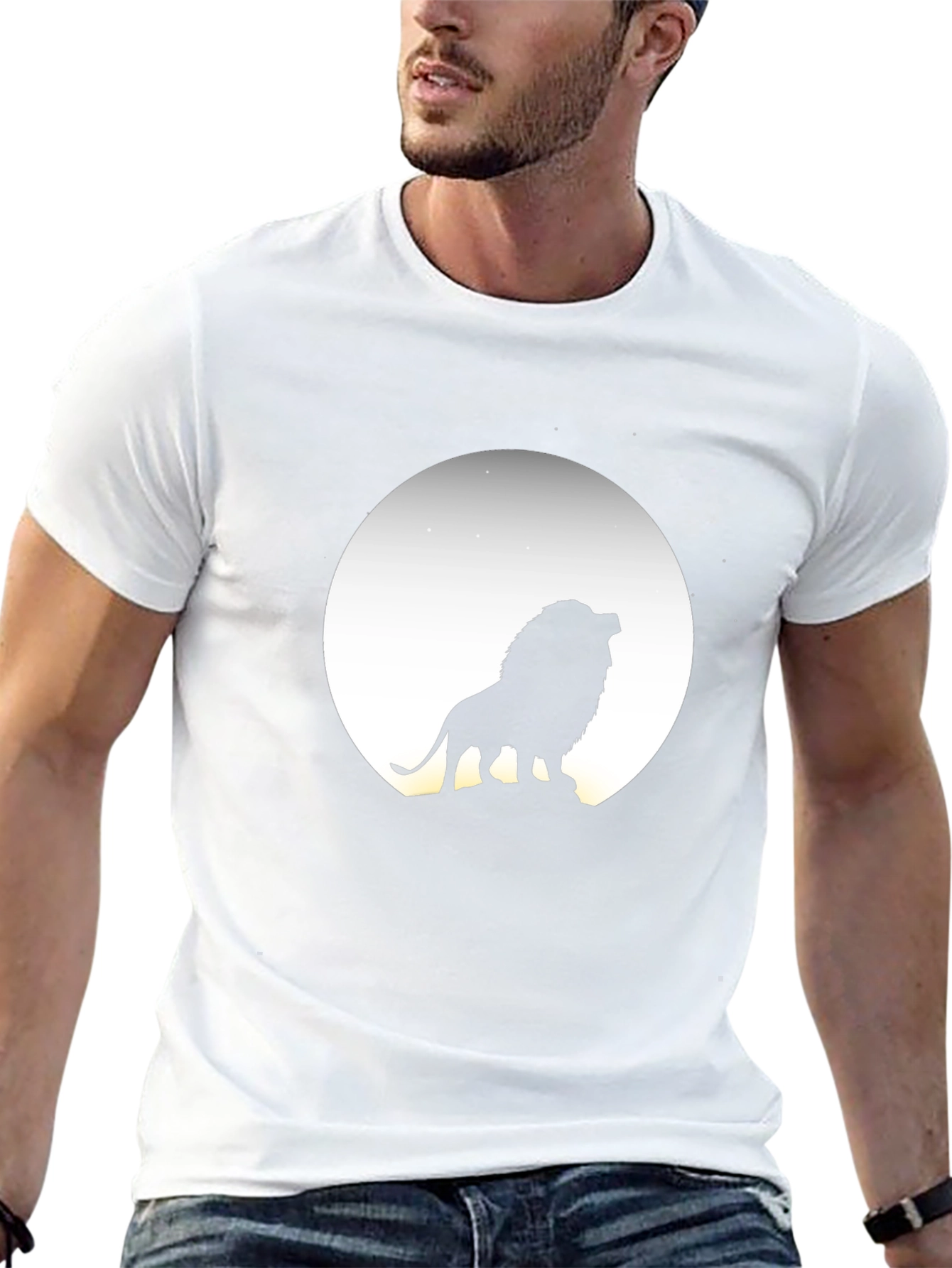 Lion Silhouette Graphic T-Shirt - Black