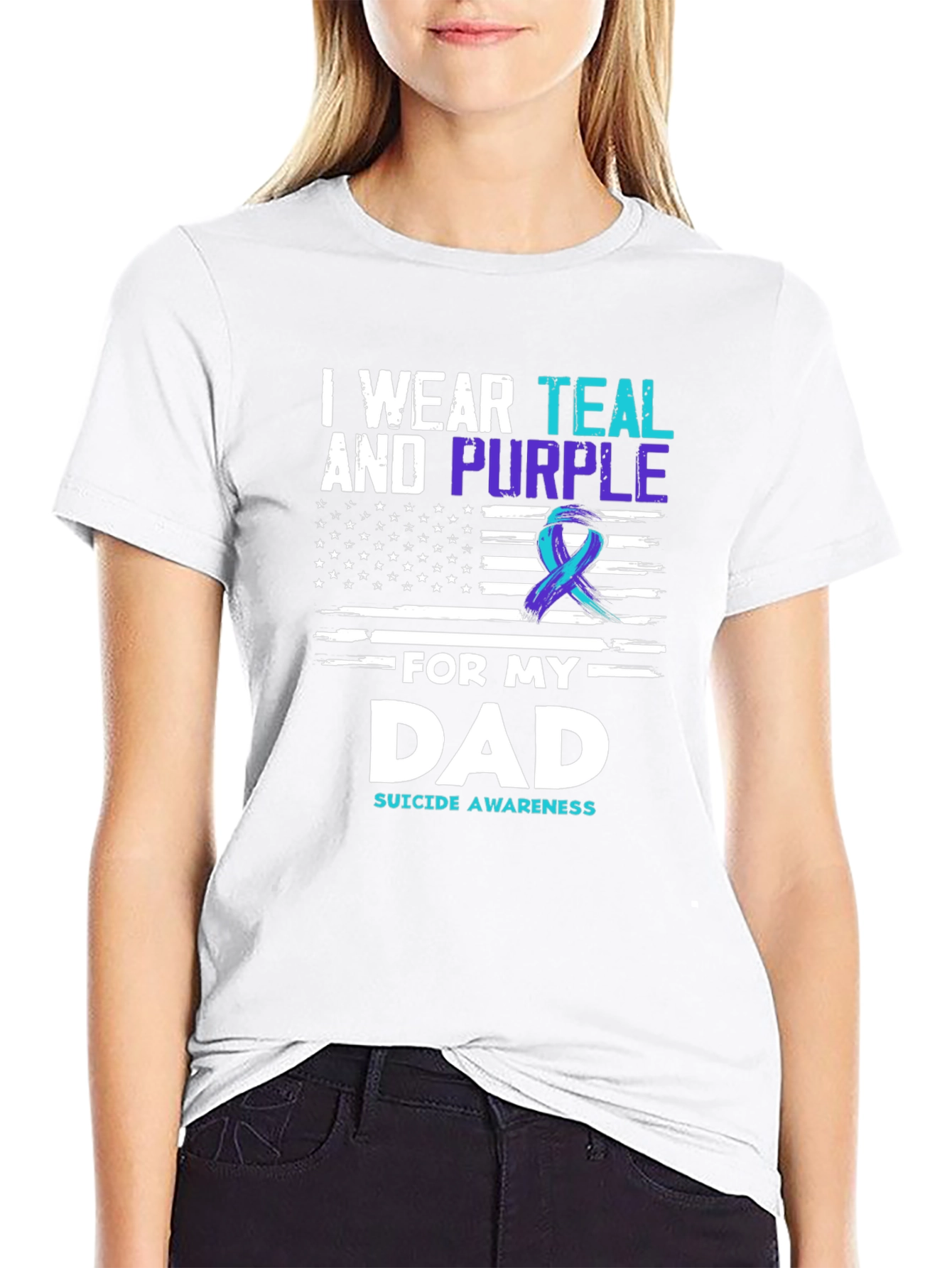 Teal and Purple Dad Suicide Awareness T-Shirt