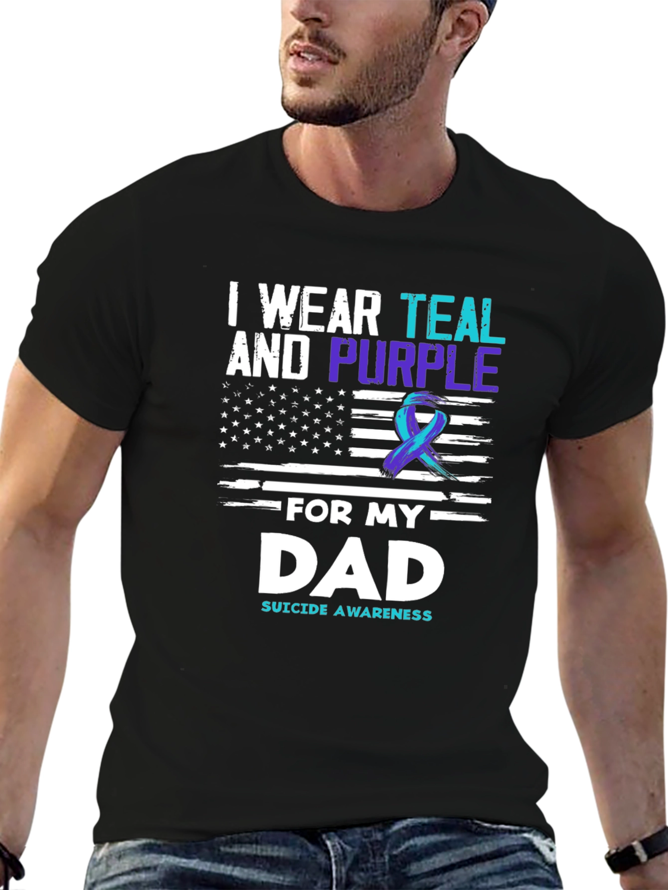 Teal and Purple Dad Suicide Awareness T-Shirt