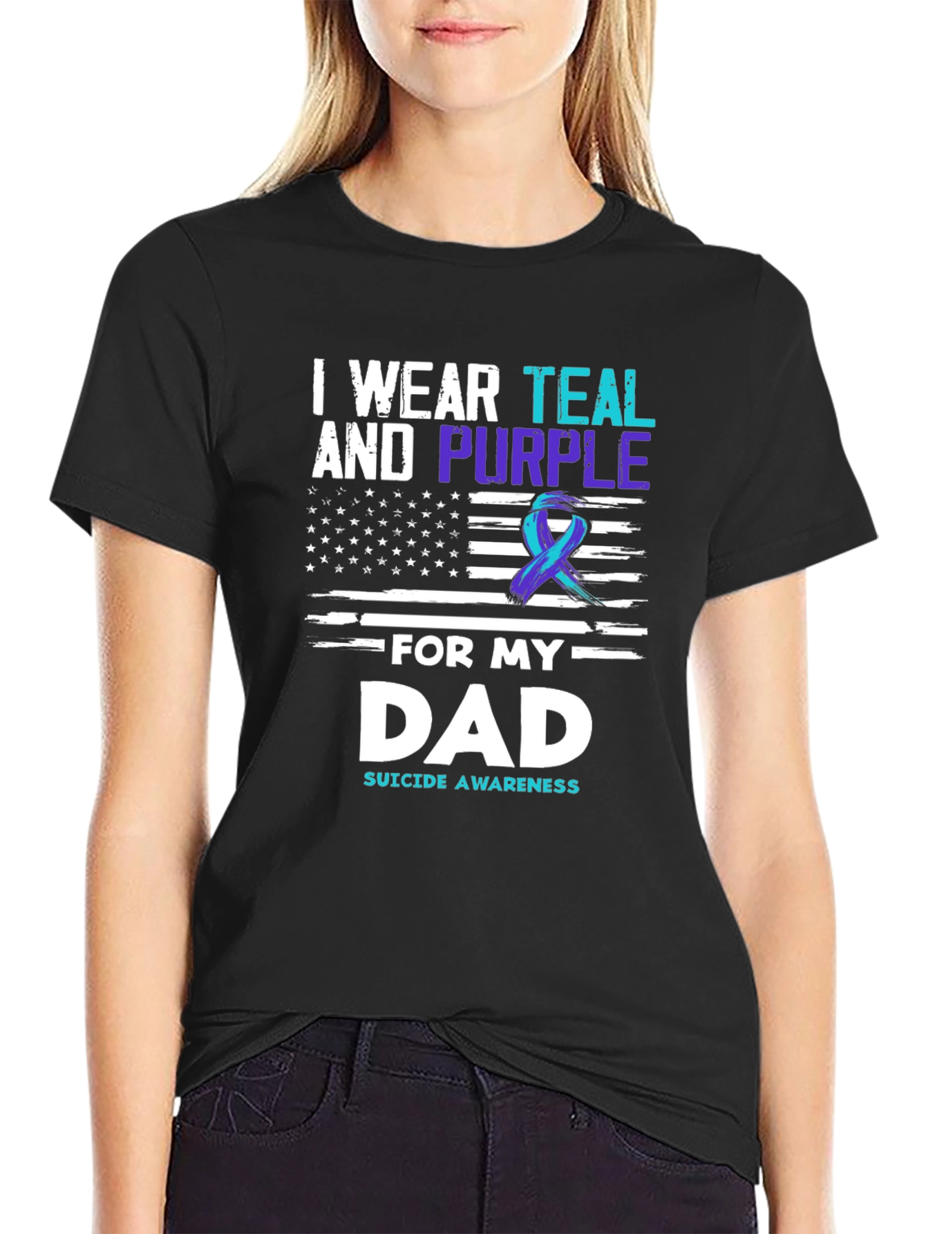Teal and Purple Dad Suicide Awareness T-Shirt