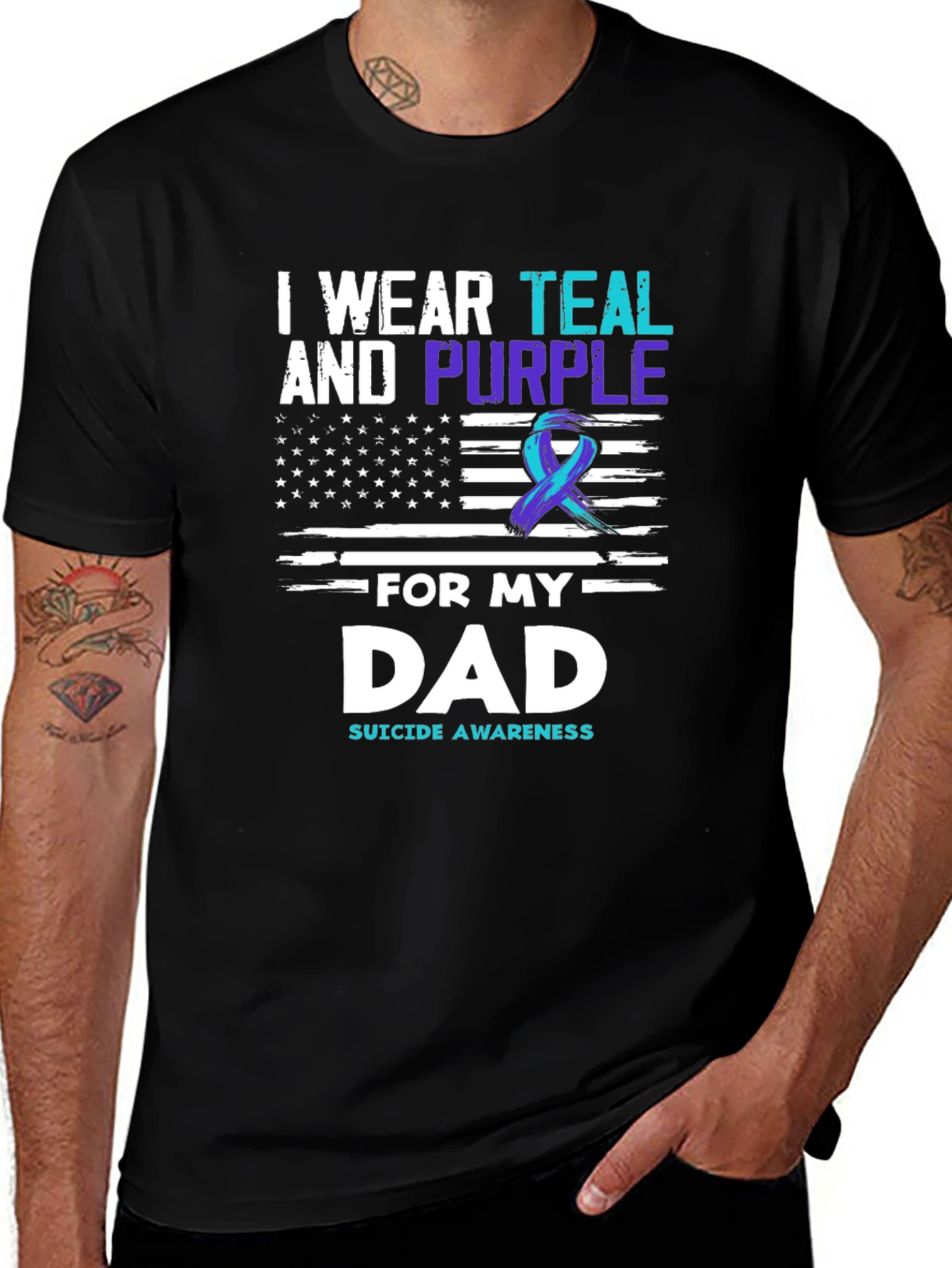 Teal and Purple Dad Suicide Awareness T-Shirt