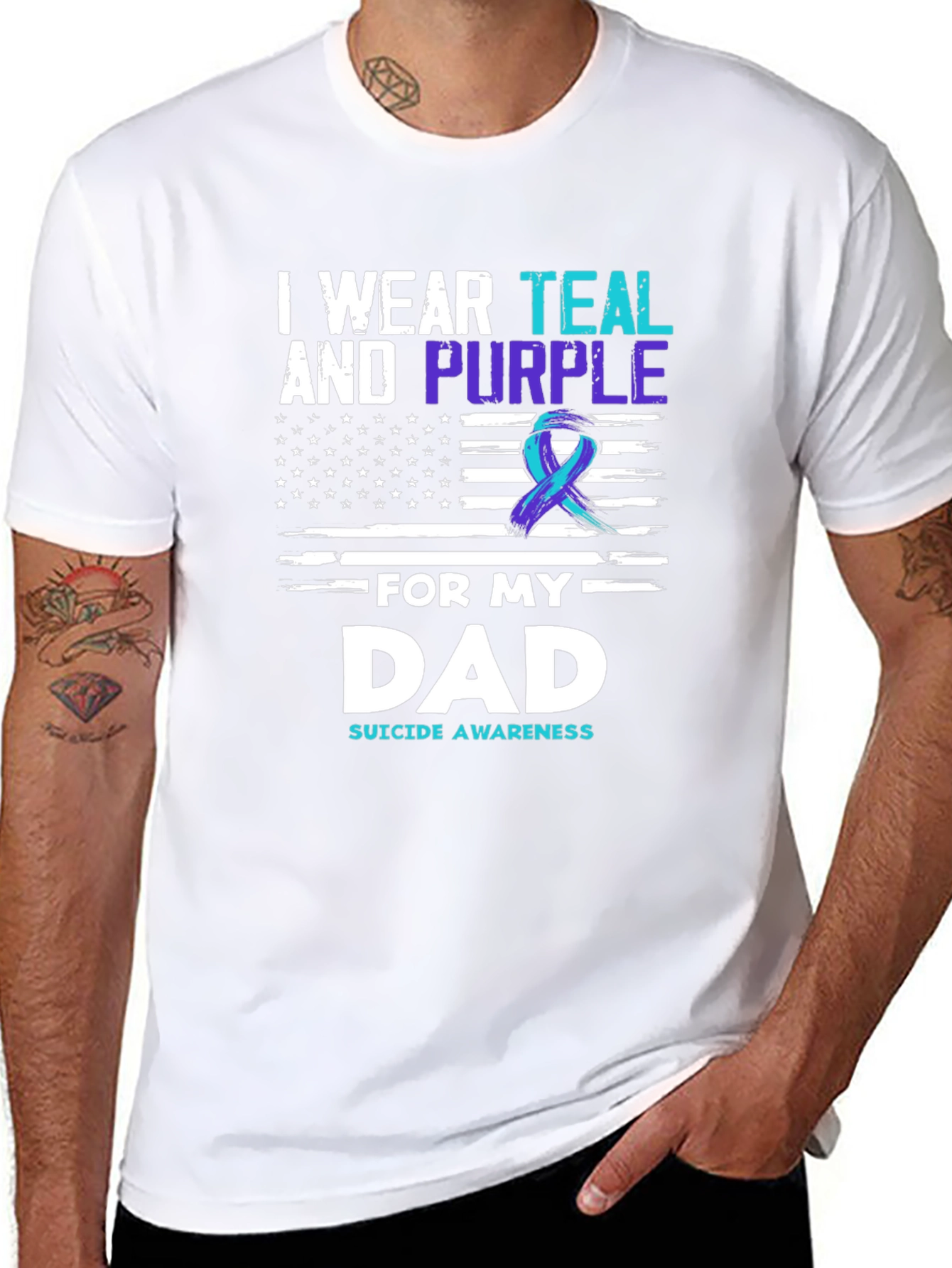Teal and Purple Dad Suicide Awareness T-Shirt