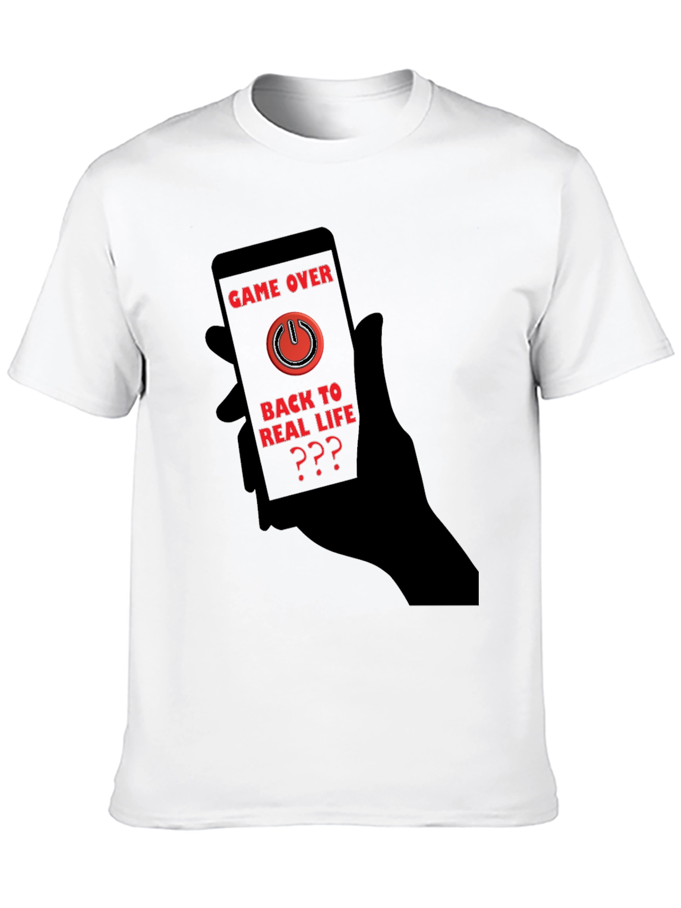 Game Over Black T-Shirt - Back to Real Life?