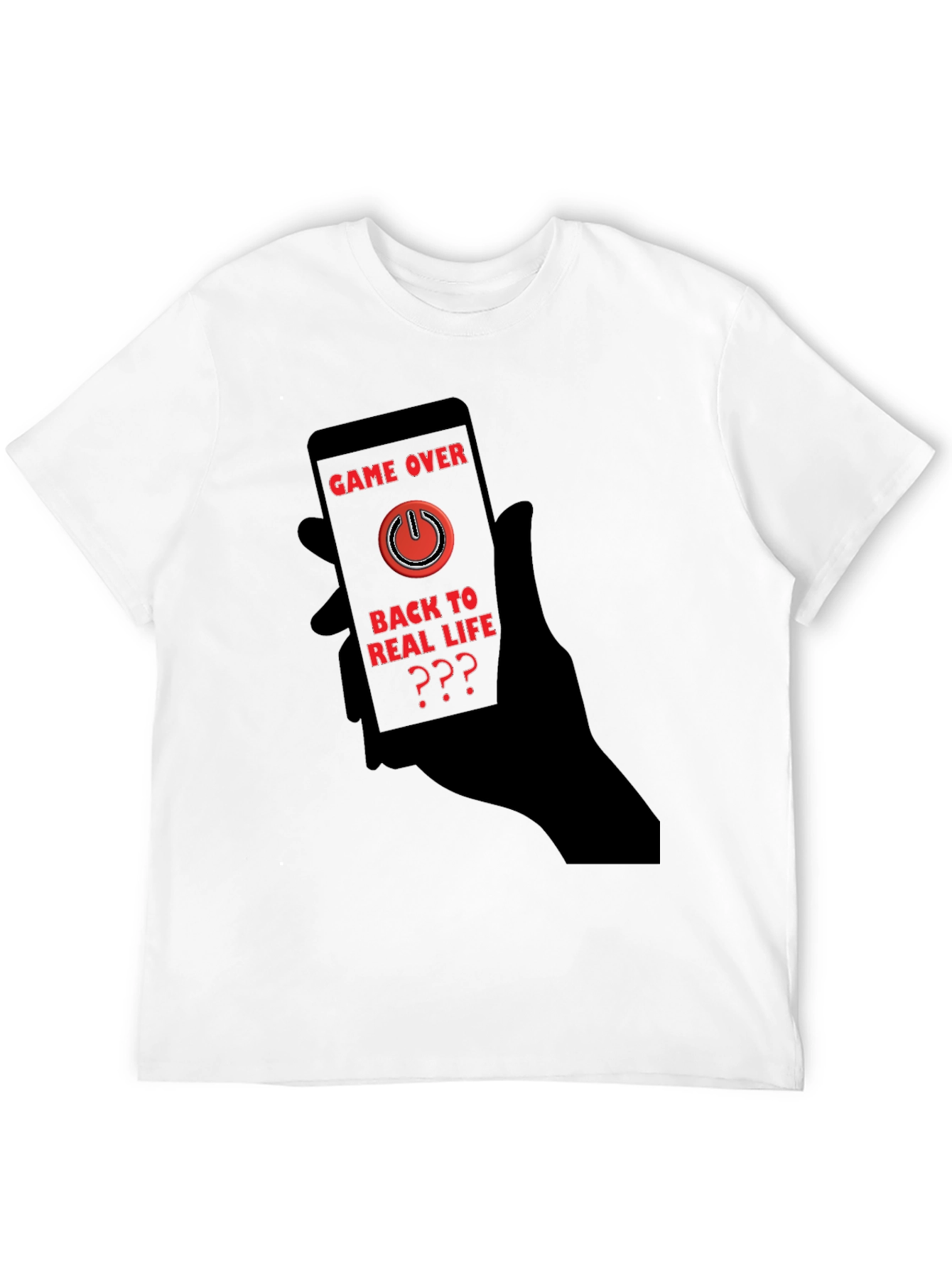 Game Over Black T-Shirt - Back to Real Life?