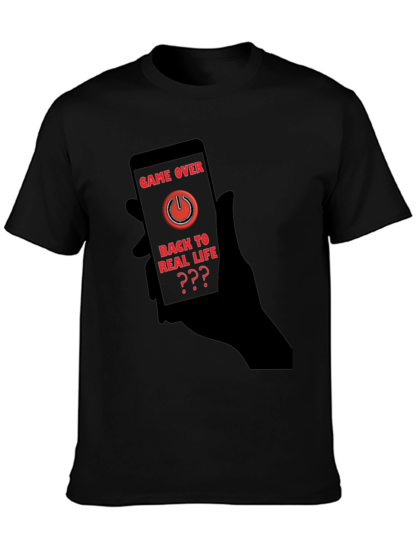 Game Over Black T-Shirt - Back to Real Life?