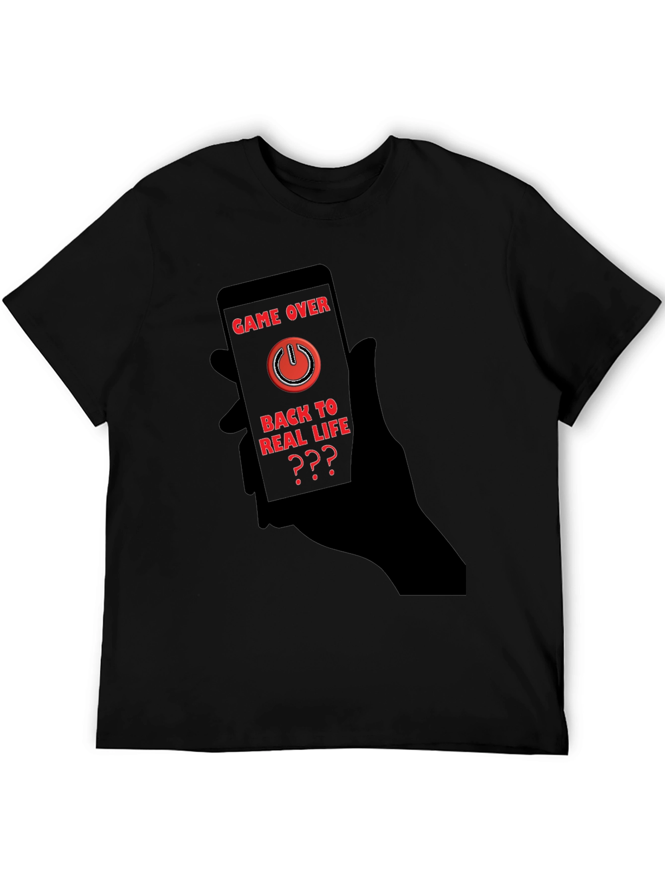 Game Over Black T-Shirt - Back to Real Life?