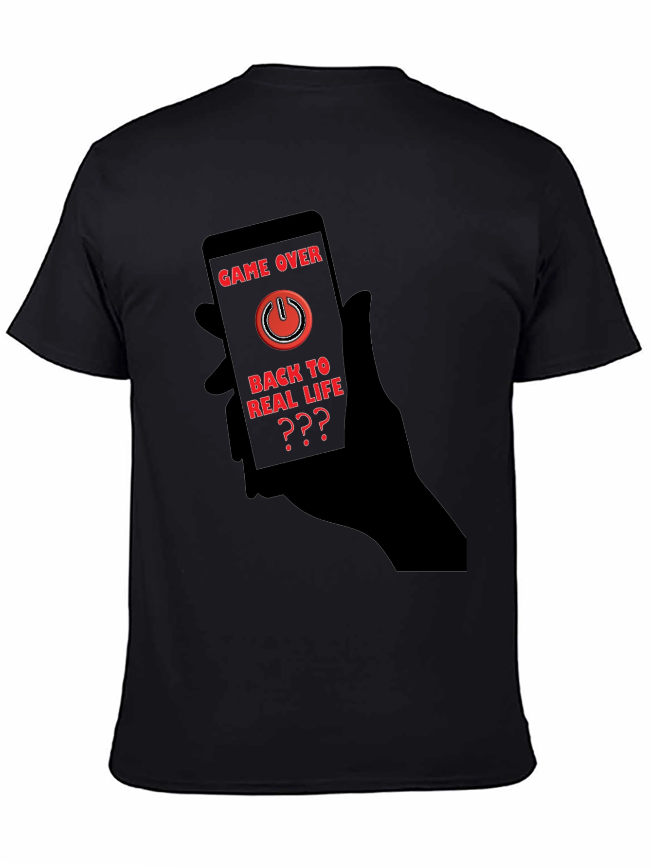 Game Over Black T-Shirt - Back to Real Life?
