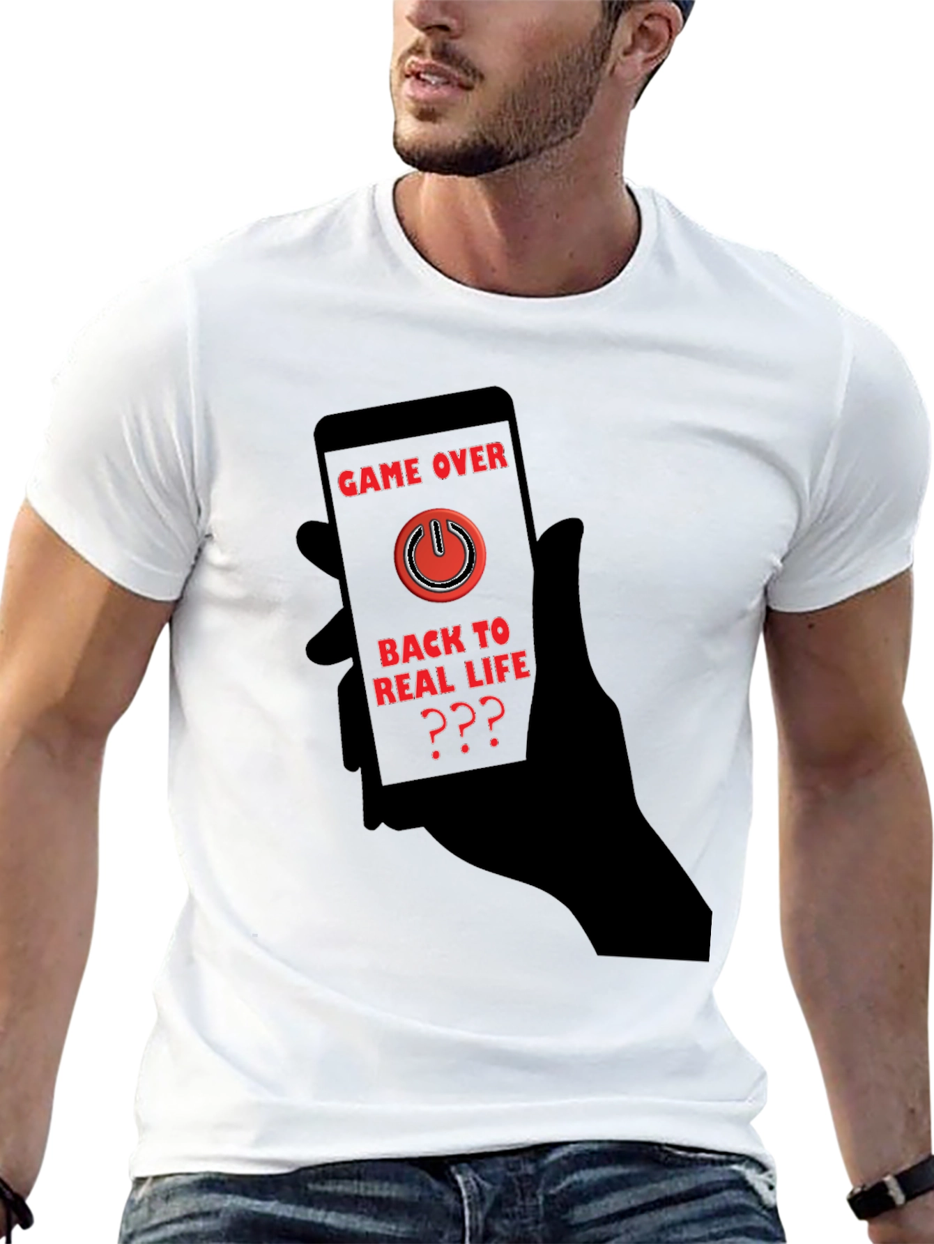 Game Over Black T-Shirt - Back to Real Life?