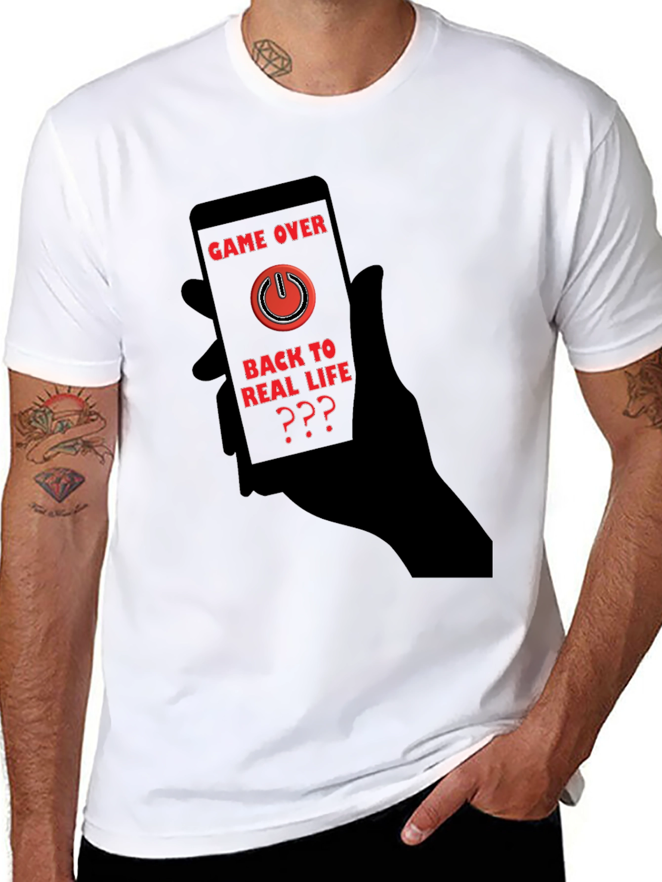 Game Over Black T-Shirt - Back to Real Life?