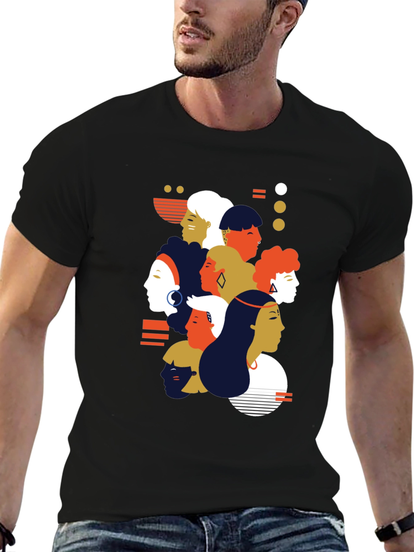 Diverse Faces Graphic Tee - Unisex Black T-Shirt