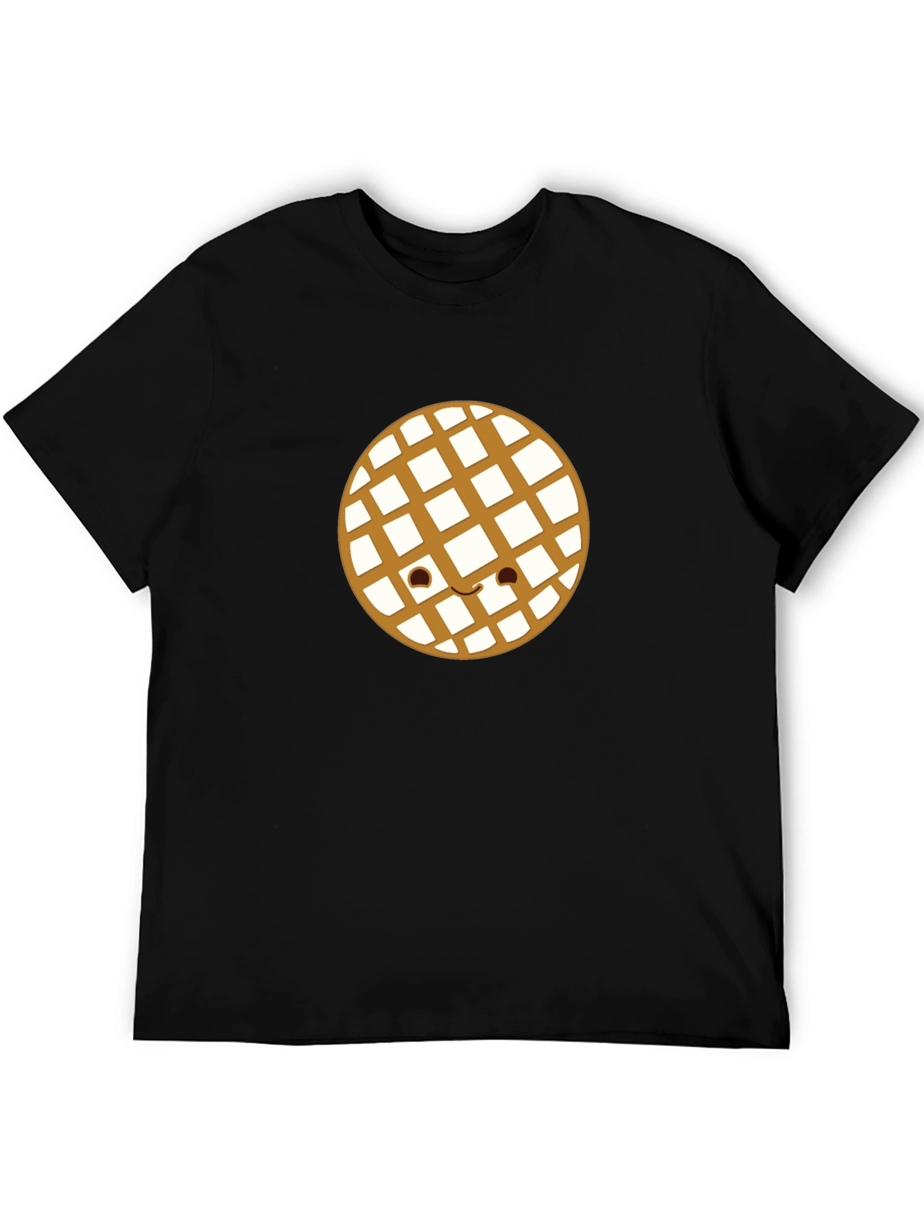 Waffle Smile Graphic Tee - Black Casual Shirt
