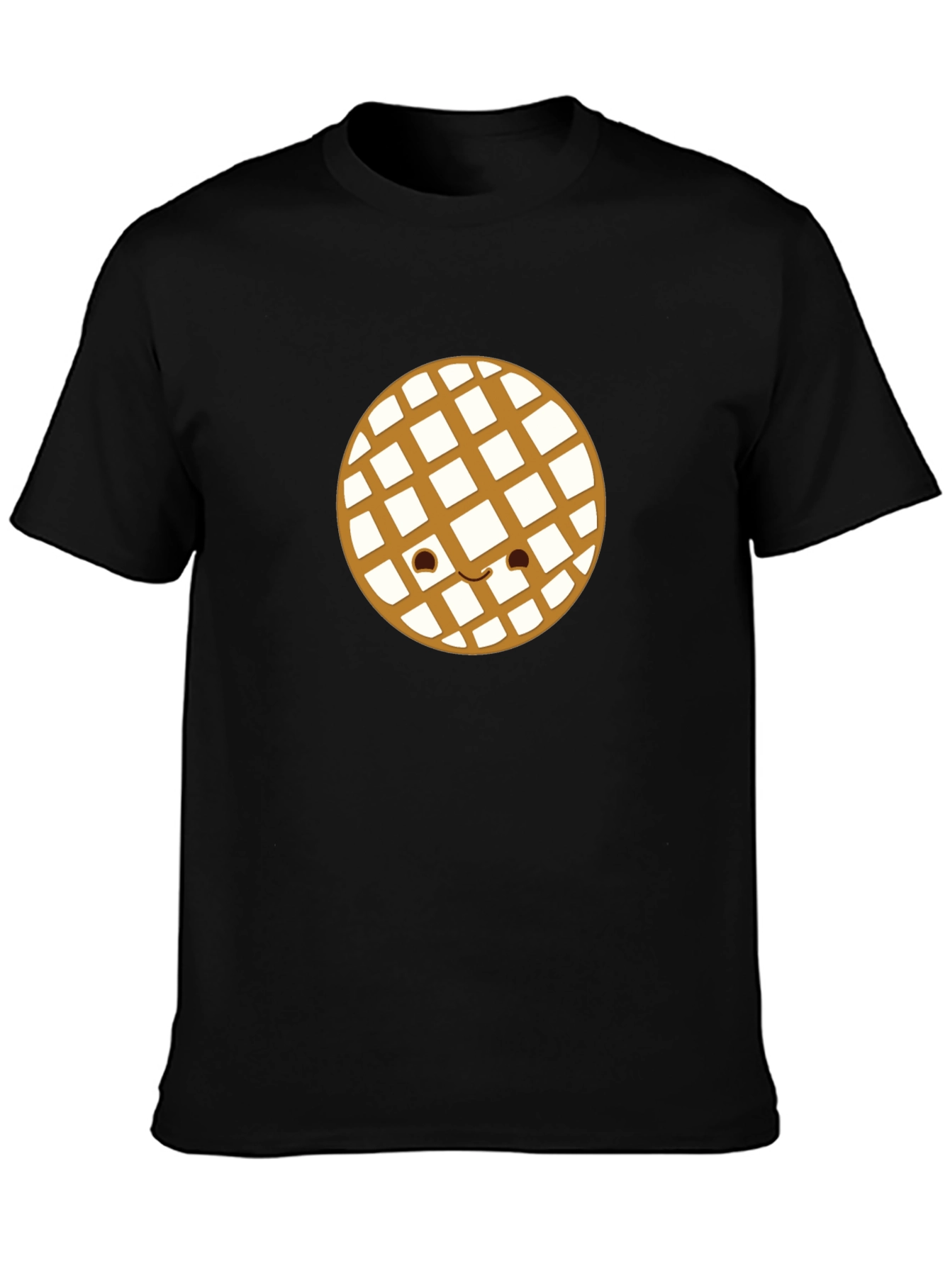 Waffle Smile Graphic Tee - Black Casual Shirt
