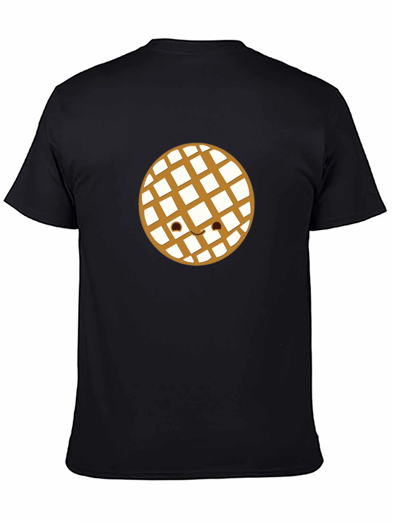 Waffle Smile Graphic Tee - Black Casual Shirt