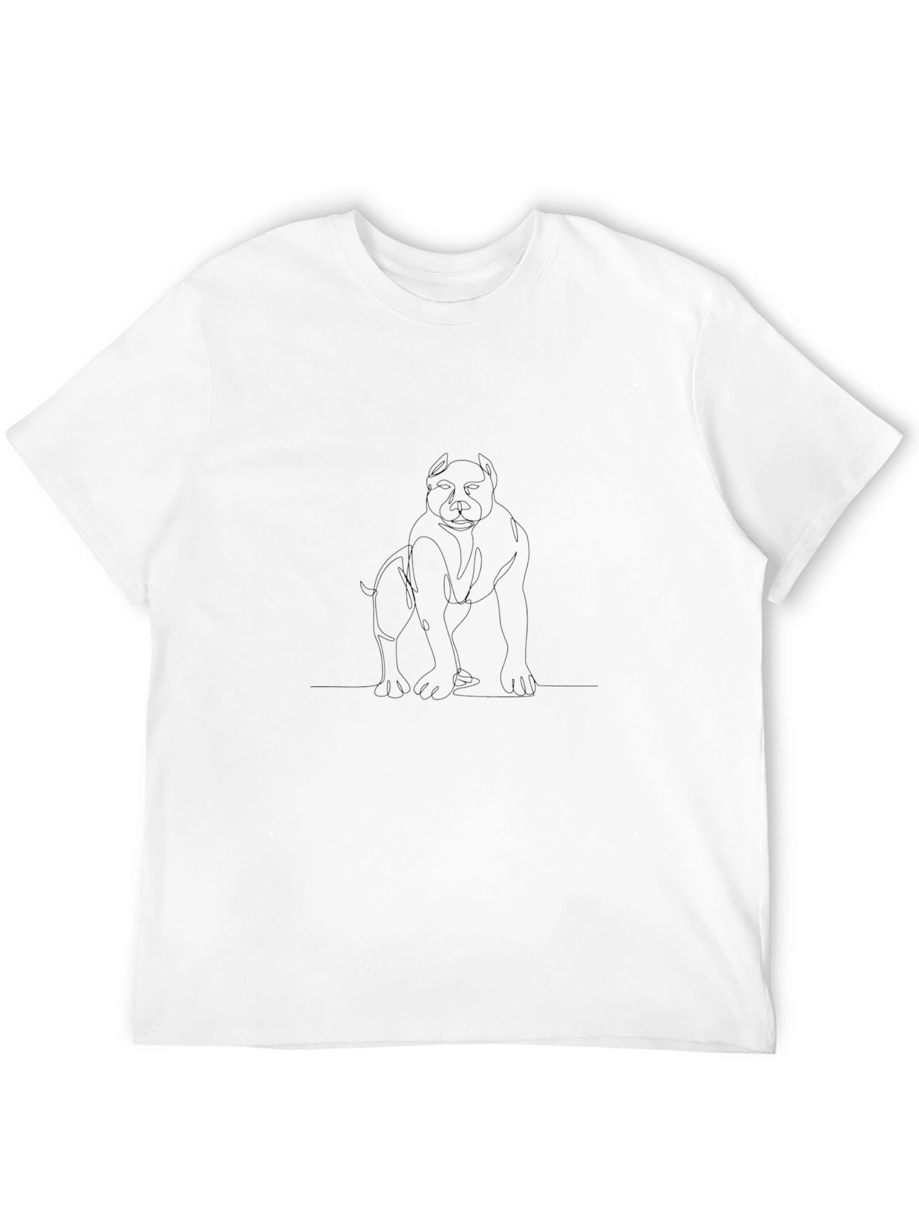 Black Pitbull Line Art T-Shirt