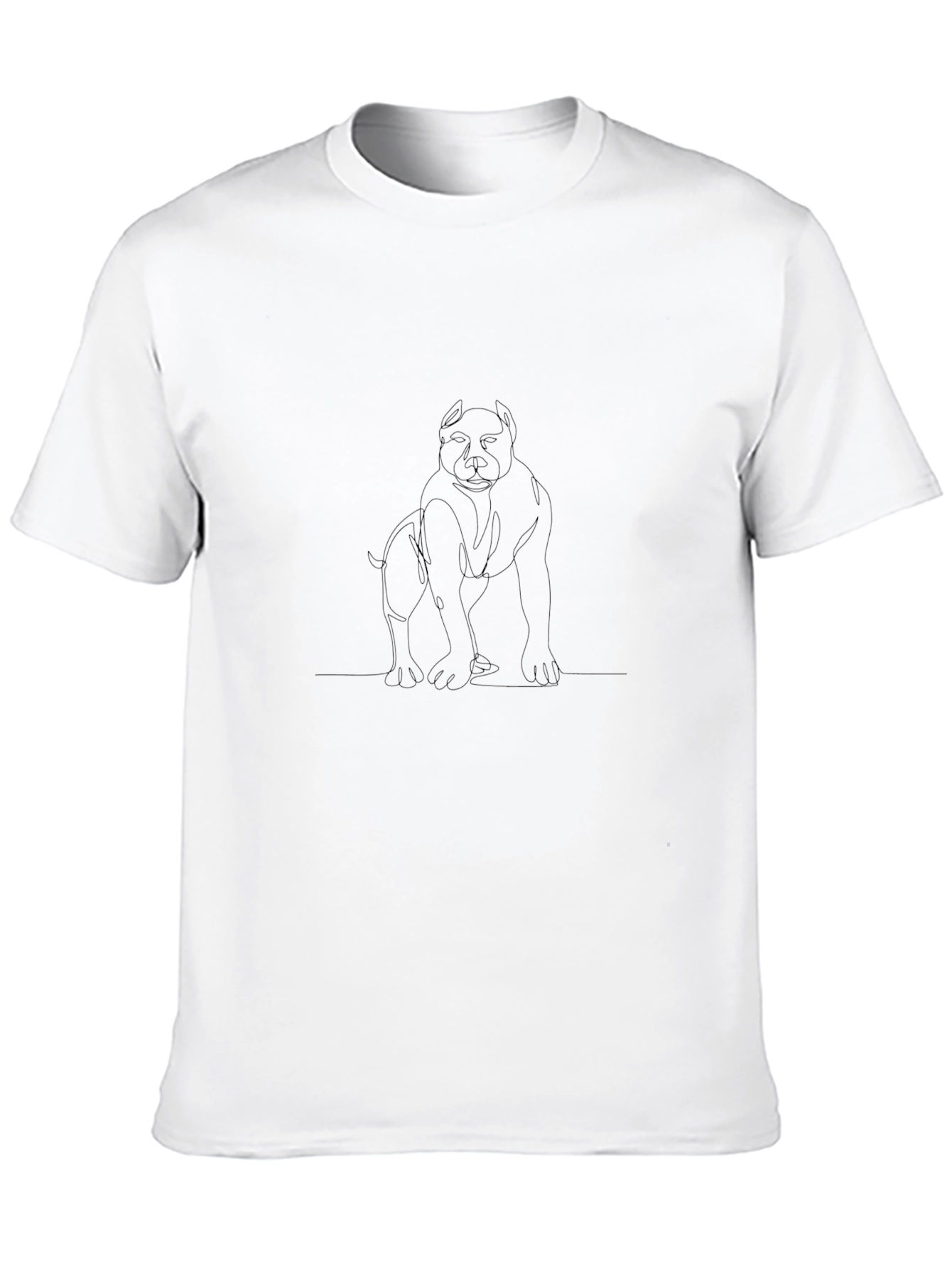 Black Pitbull Line Art T-Shirt