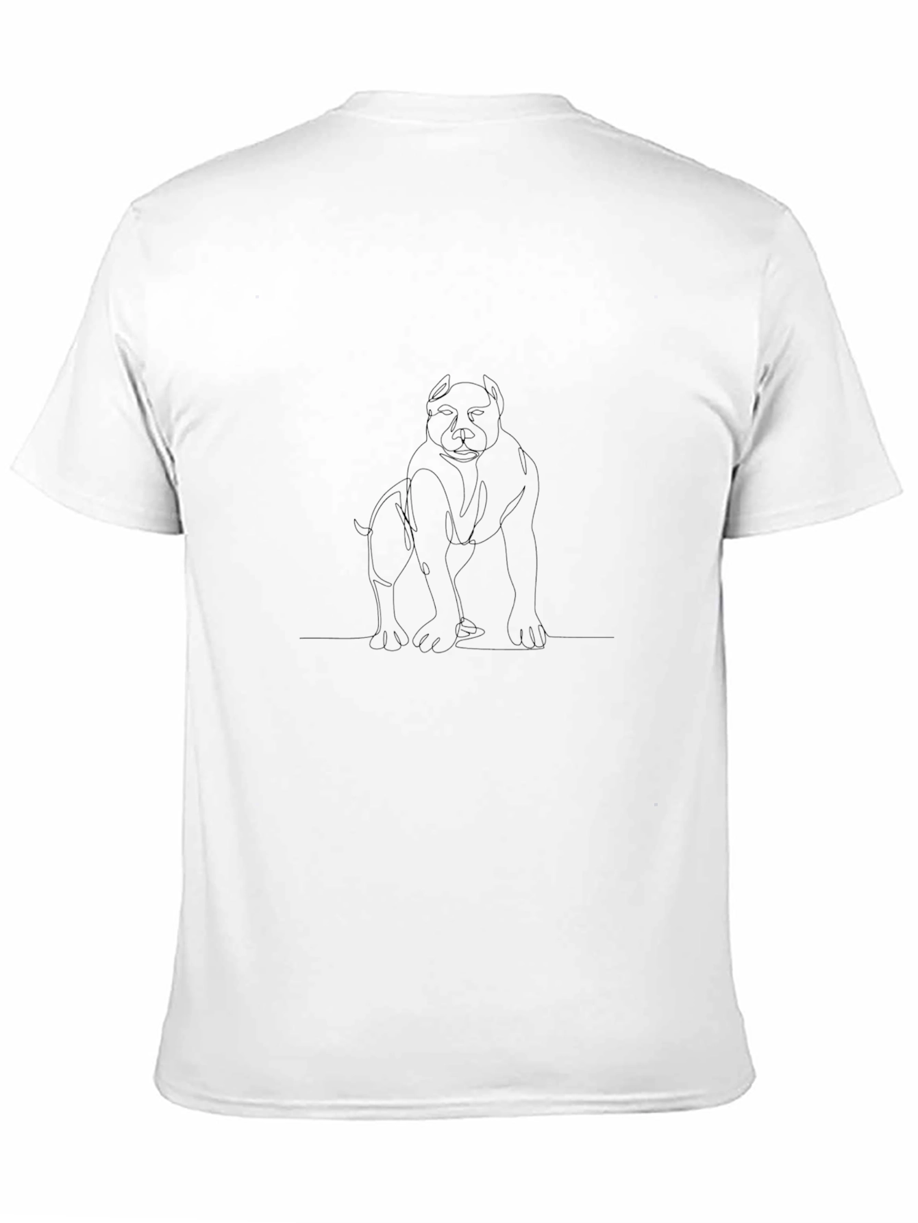 Black Pitbull Line Art T-Shirt