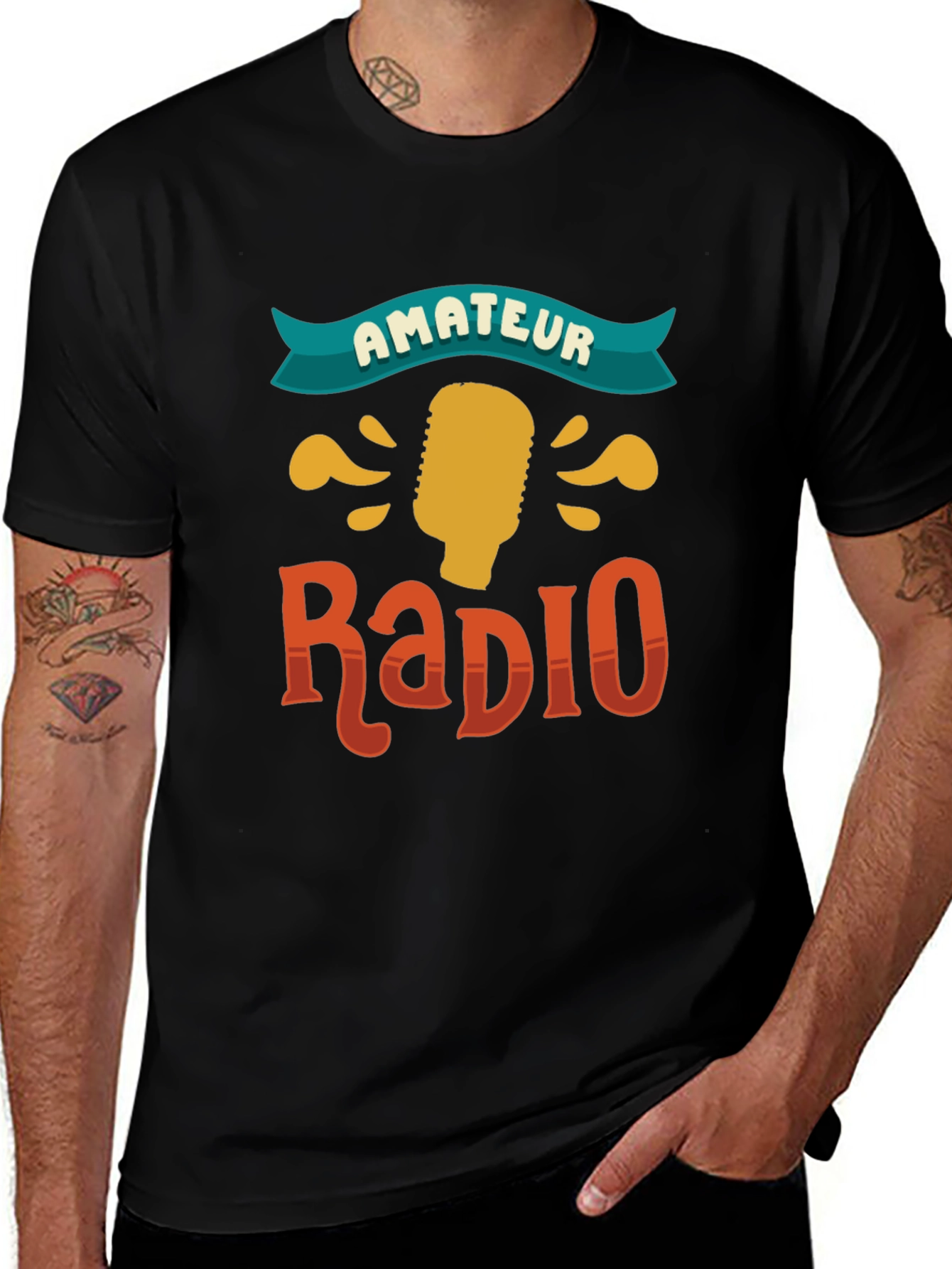 Amateur Radio Graphic Tee - Black Cotton T-Shirt