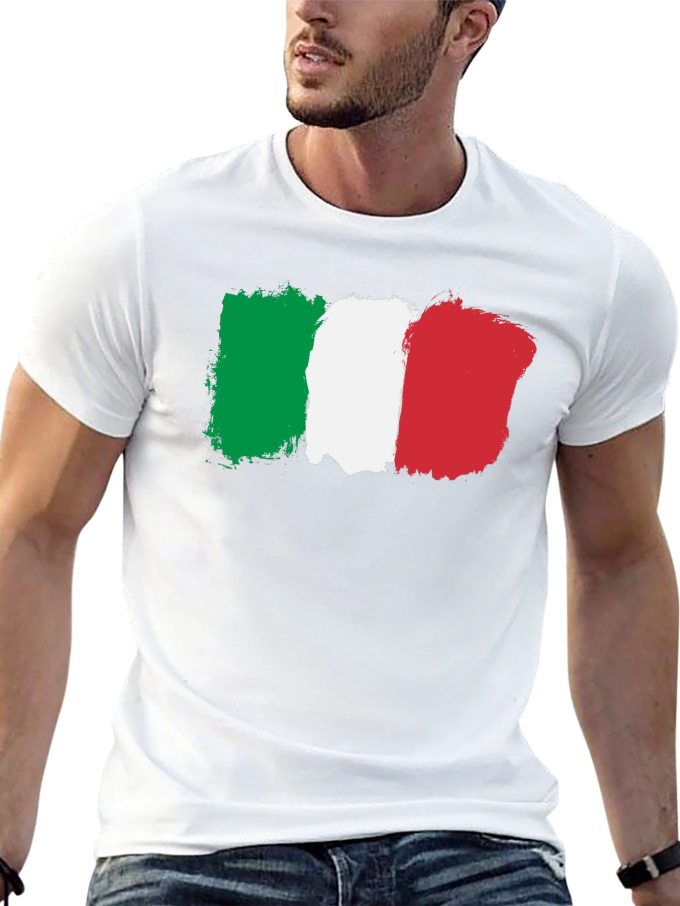Italy Flag Graphic T-Shirt - Black Crew Neck Tee