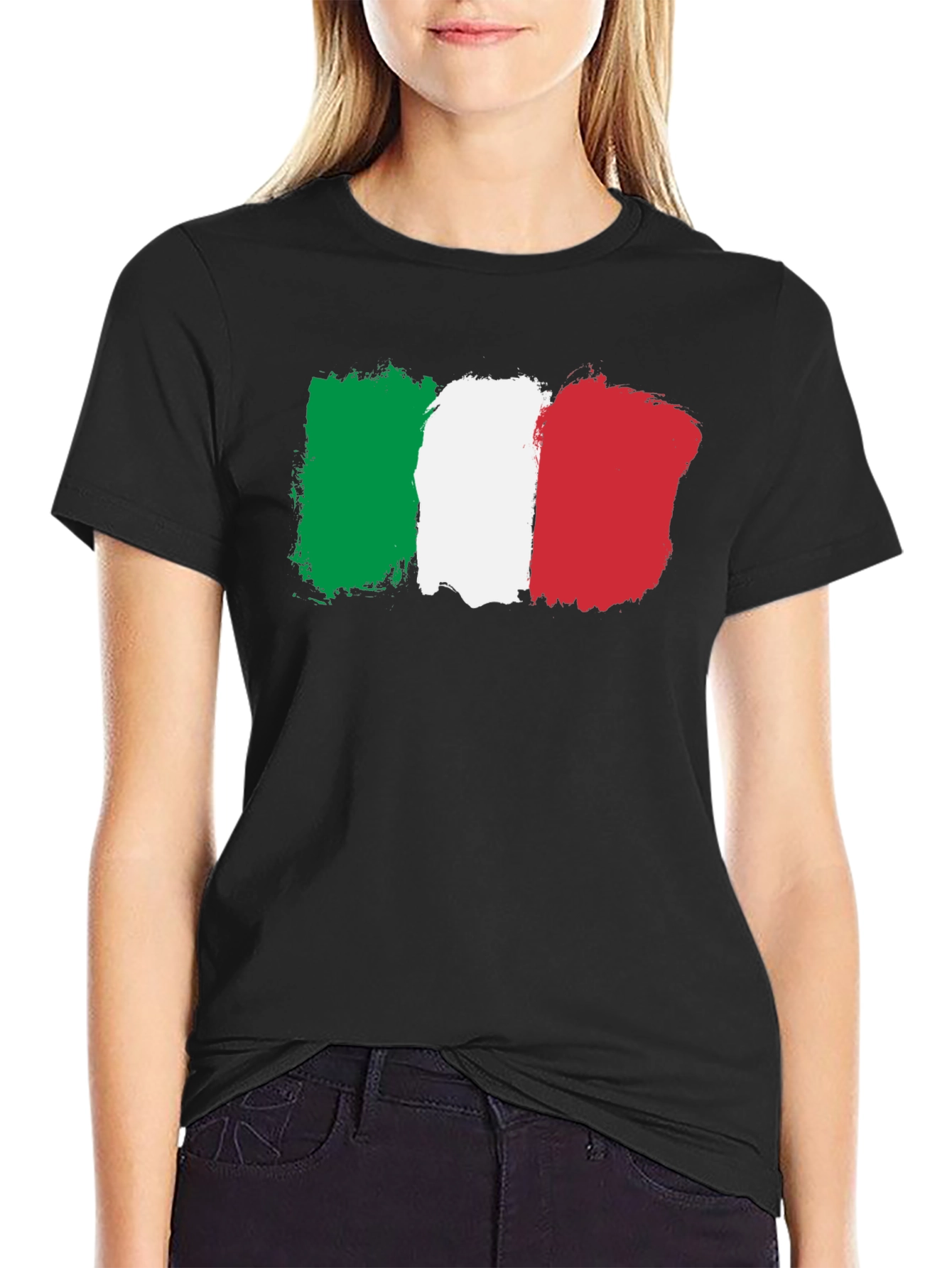 Italy Flag Graphic T-Shirt - Black Crew Neck Tee