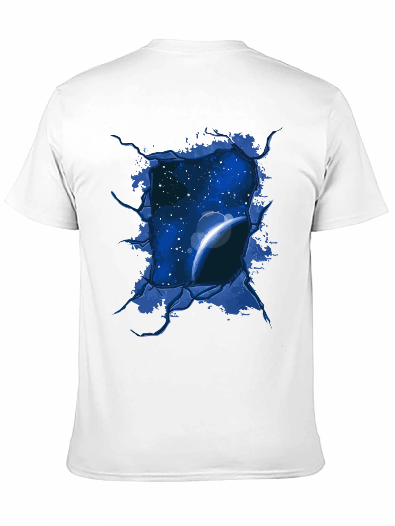 Space View Ripped Tee - Galaxy Planet Graphic T-Shirt