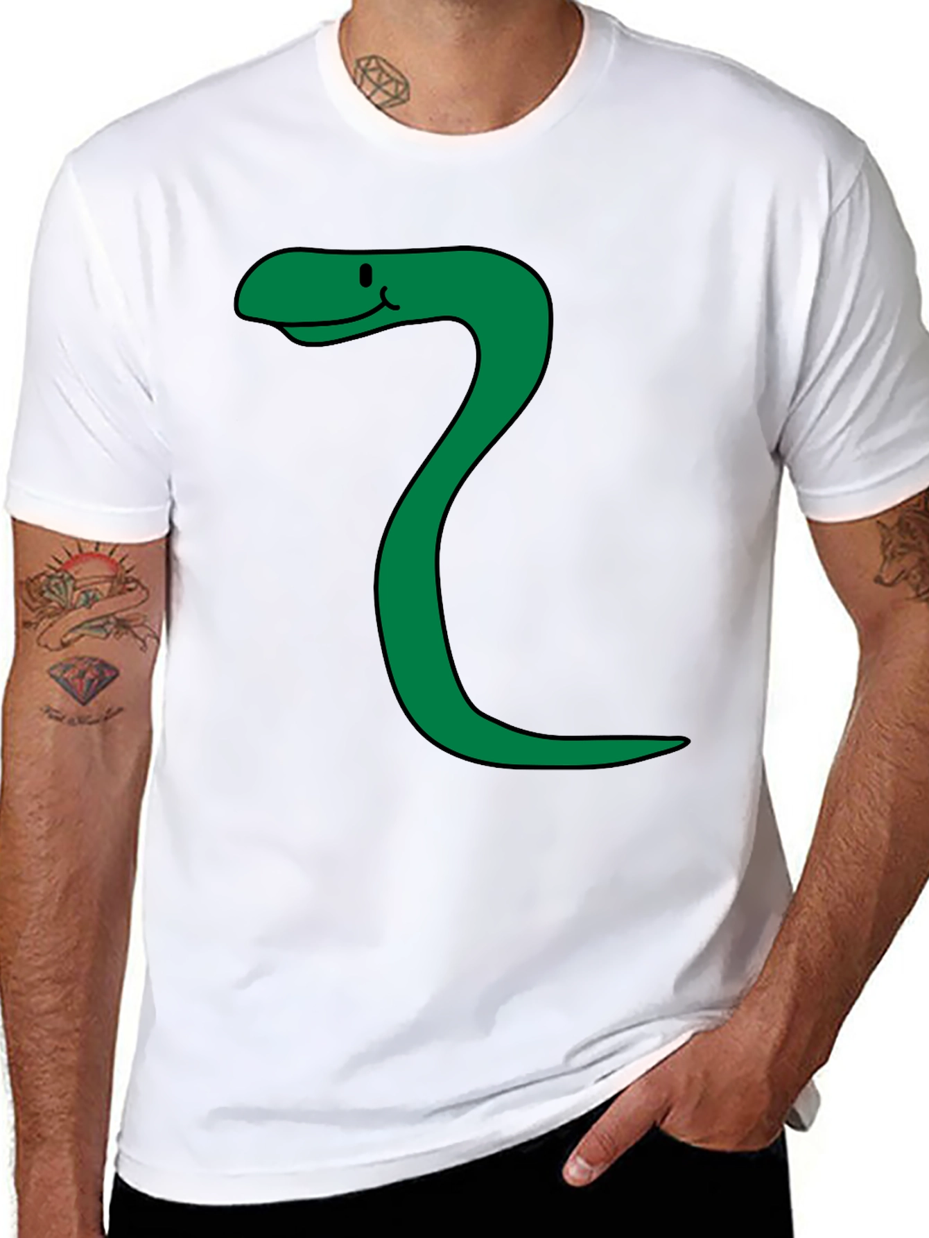 Funny Snake Cartoon Black T-Shirt