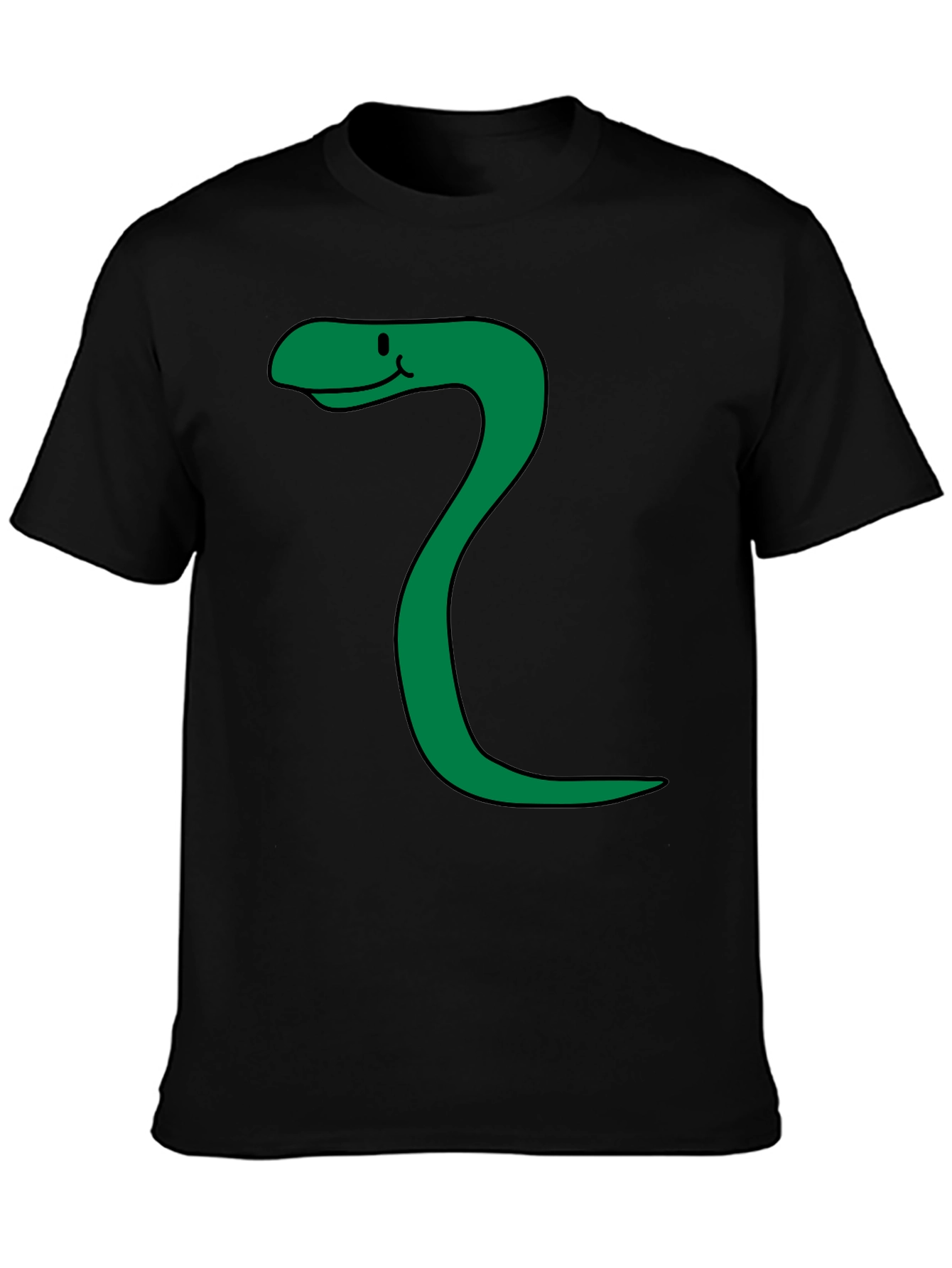 Funny Snake Cartoon Black T-Shirt