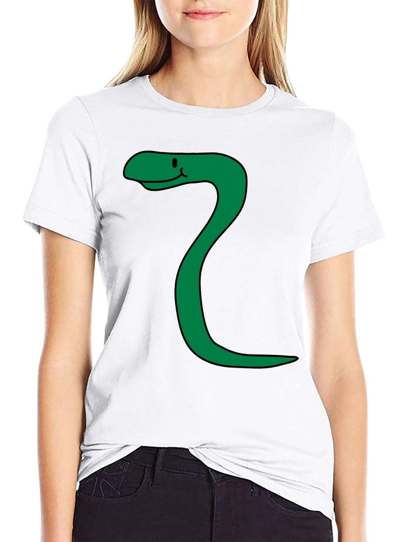 Funny Snake Cartoon Black T-Shirt