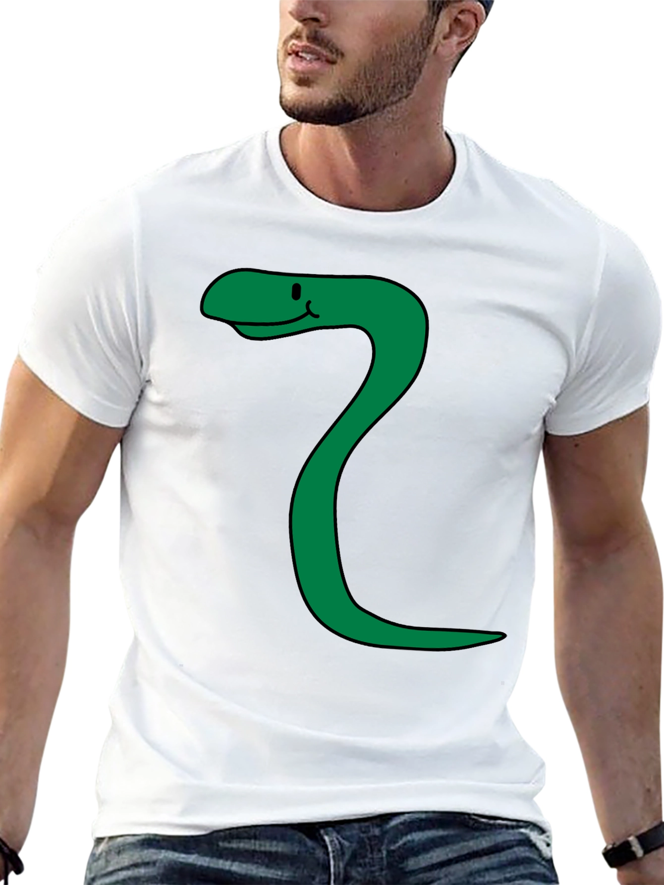Funny Snake Cartoon Black T-Shirt