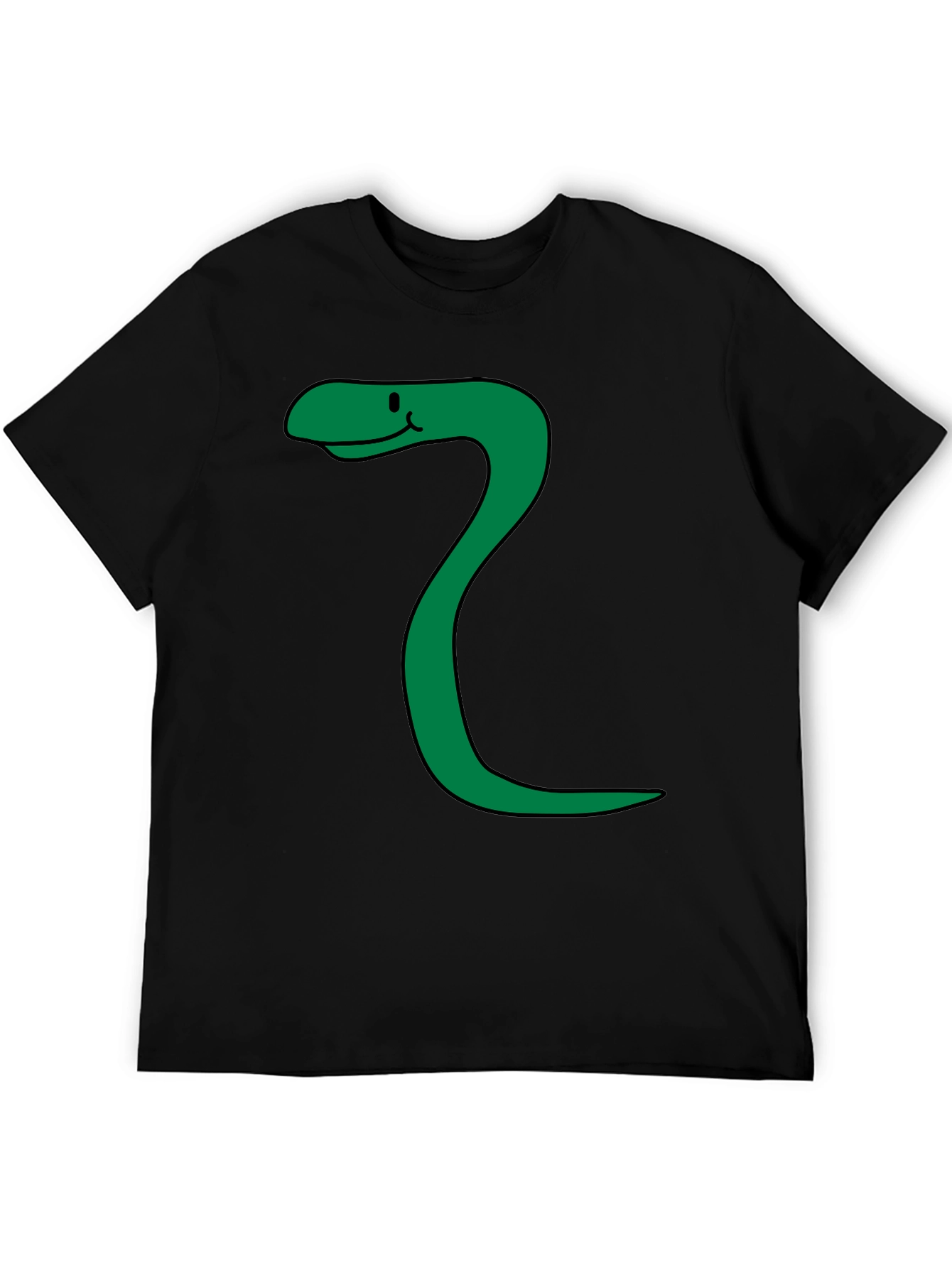 Funny Snake Cartoon Black T-Shirt