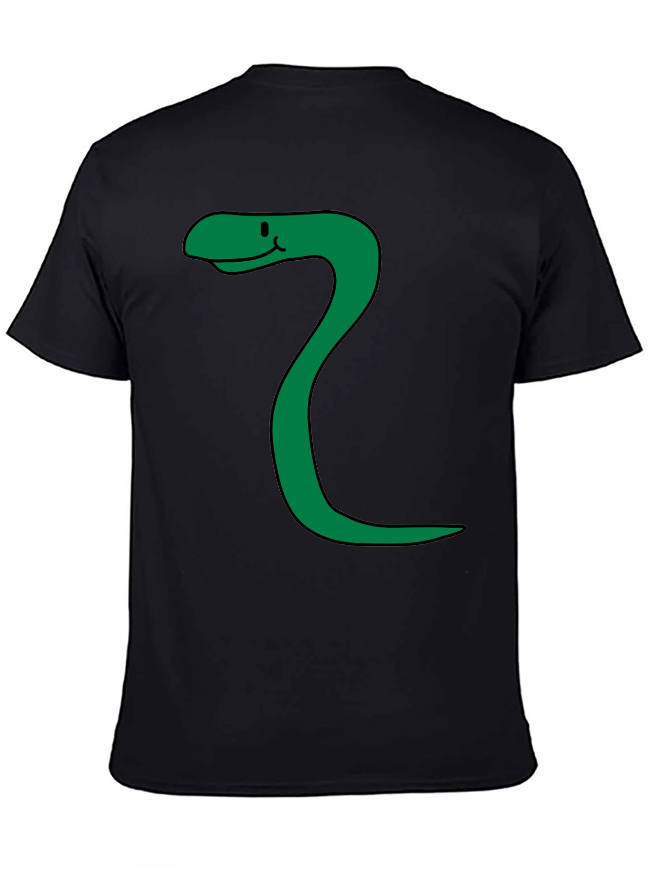 Funny Snake Cartoon Black T-Shirt