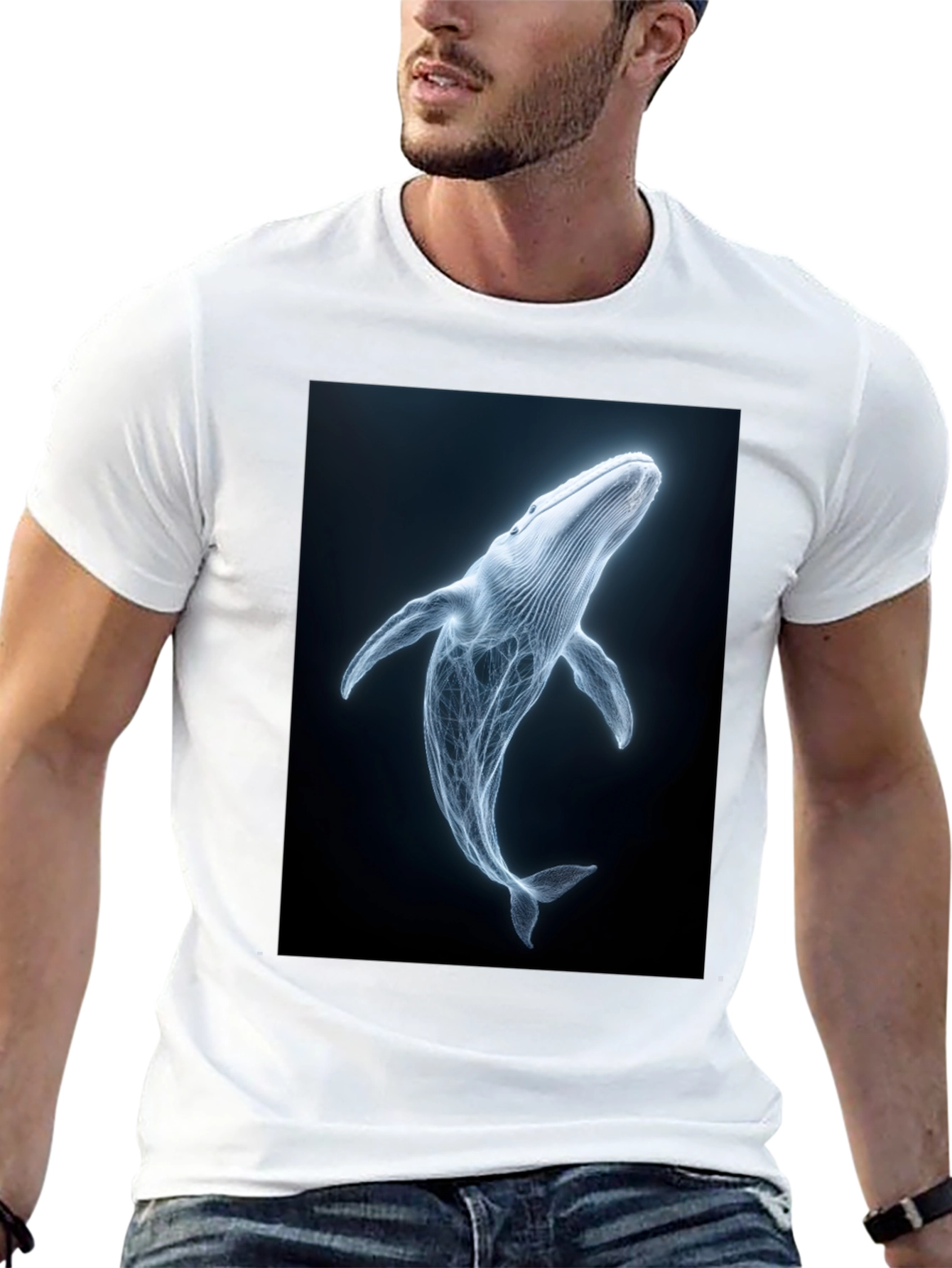 Whale Graphic Print Black T-Shirt
