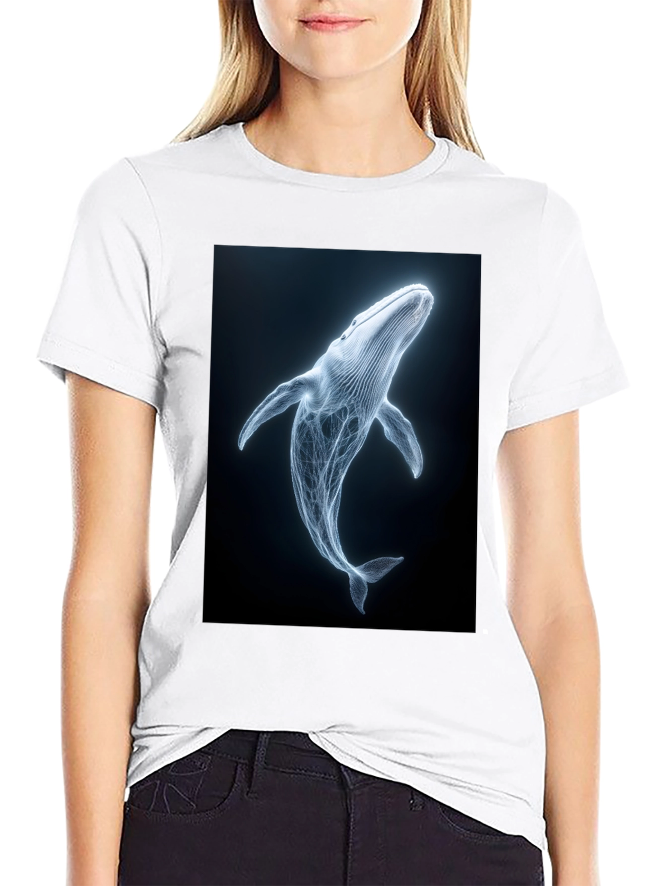 Whale Graphic Print Black T-Shirt