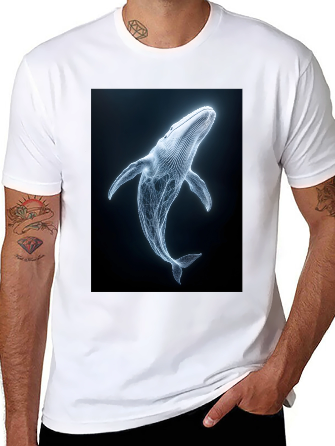 Whale Graphic Print Black T-Shirt