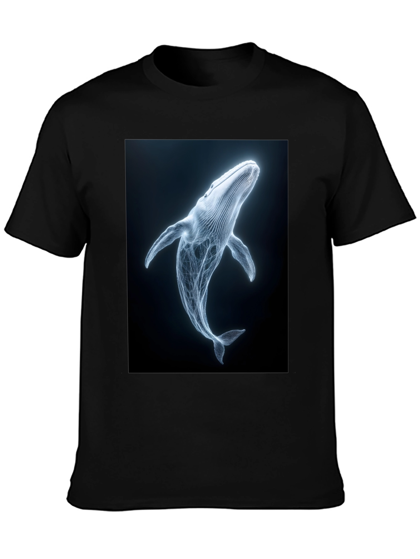 Whale Graphic Print Black T-Shirt
