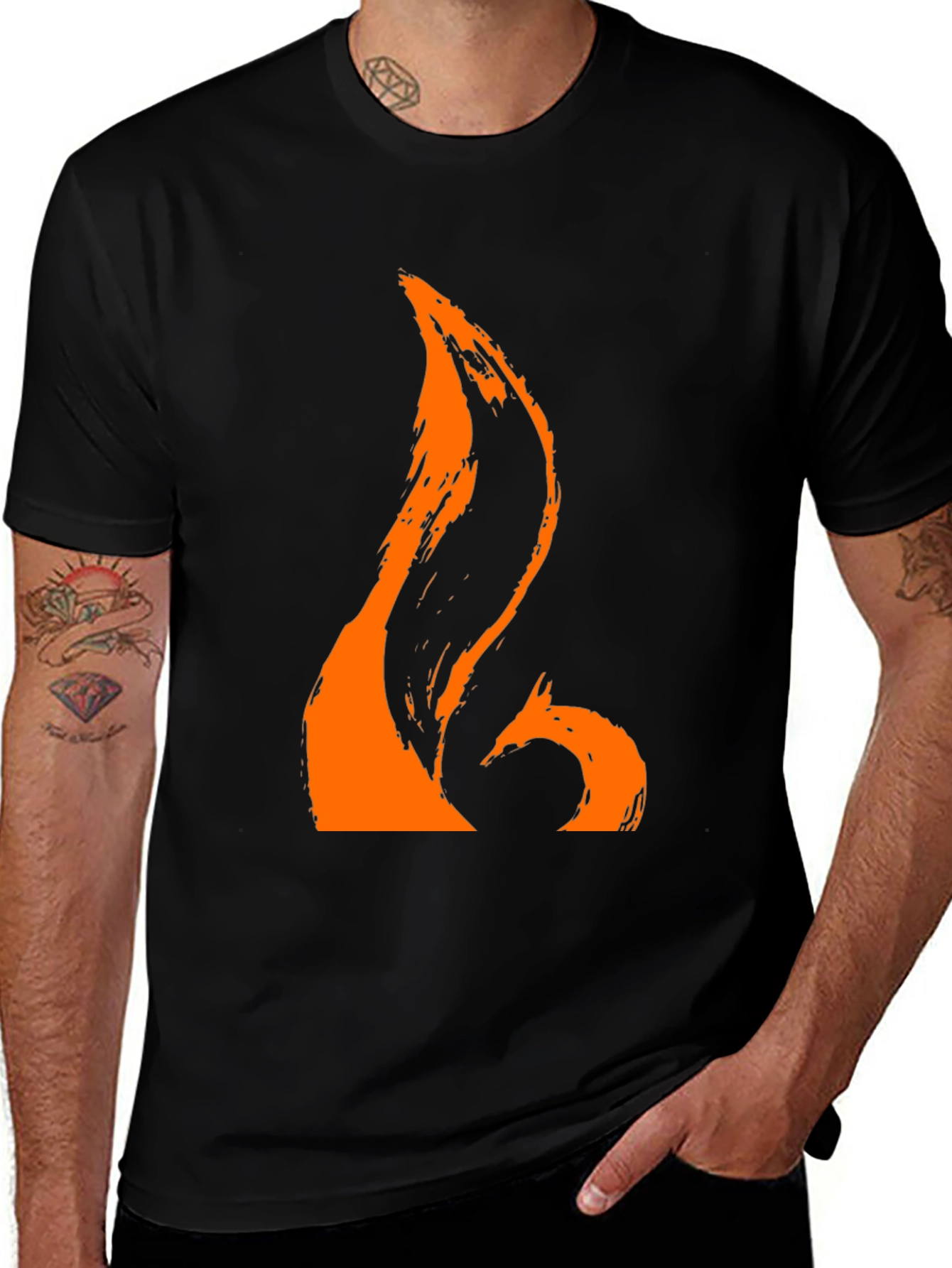 Orange Brushstroke Graphic Tee
