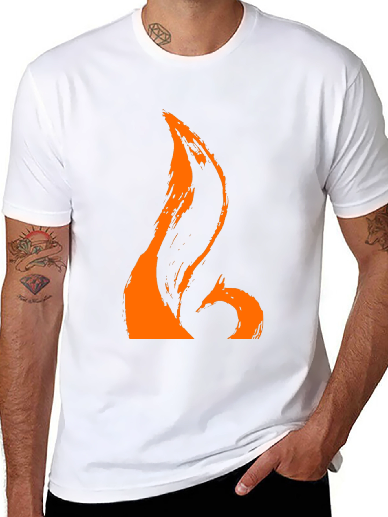 Orange Brushstroke Graphic Tee