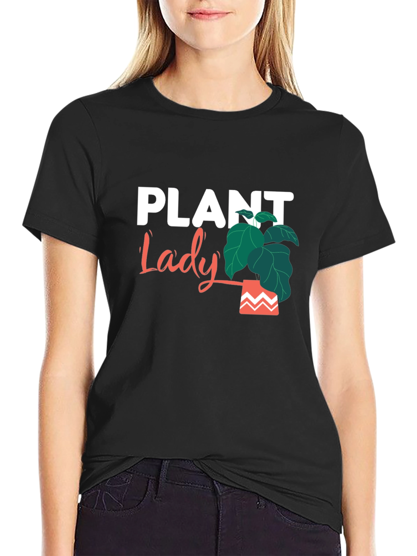 Plant Lady Graphic Tee - Black Cotton Casual Shirt