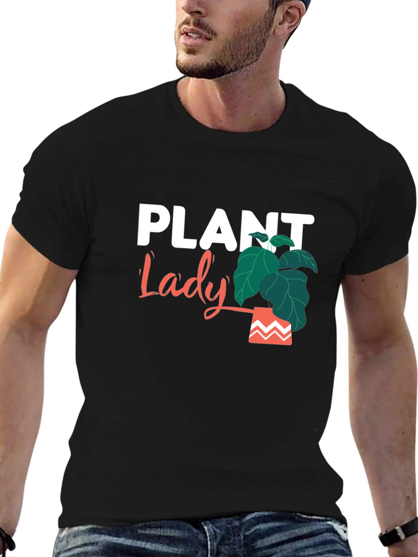 Plant Lady Graphic Tee - Black Cotton Casual Shirt