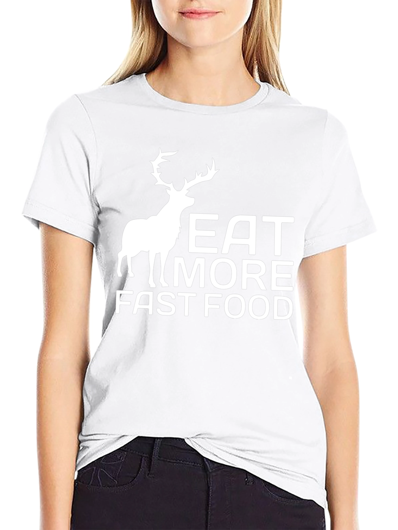 Eat More Fast Food Deer Graphic T-Shirt