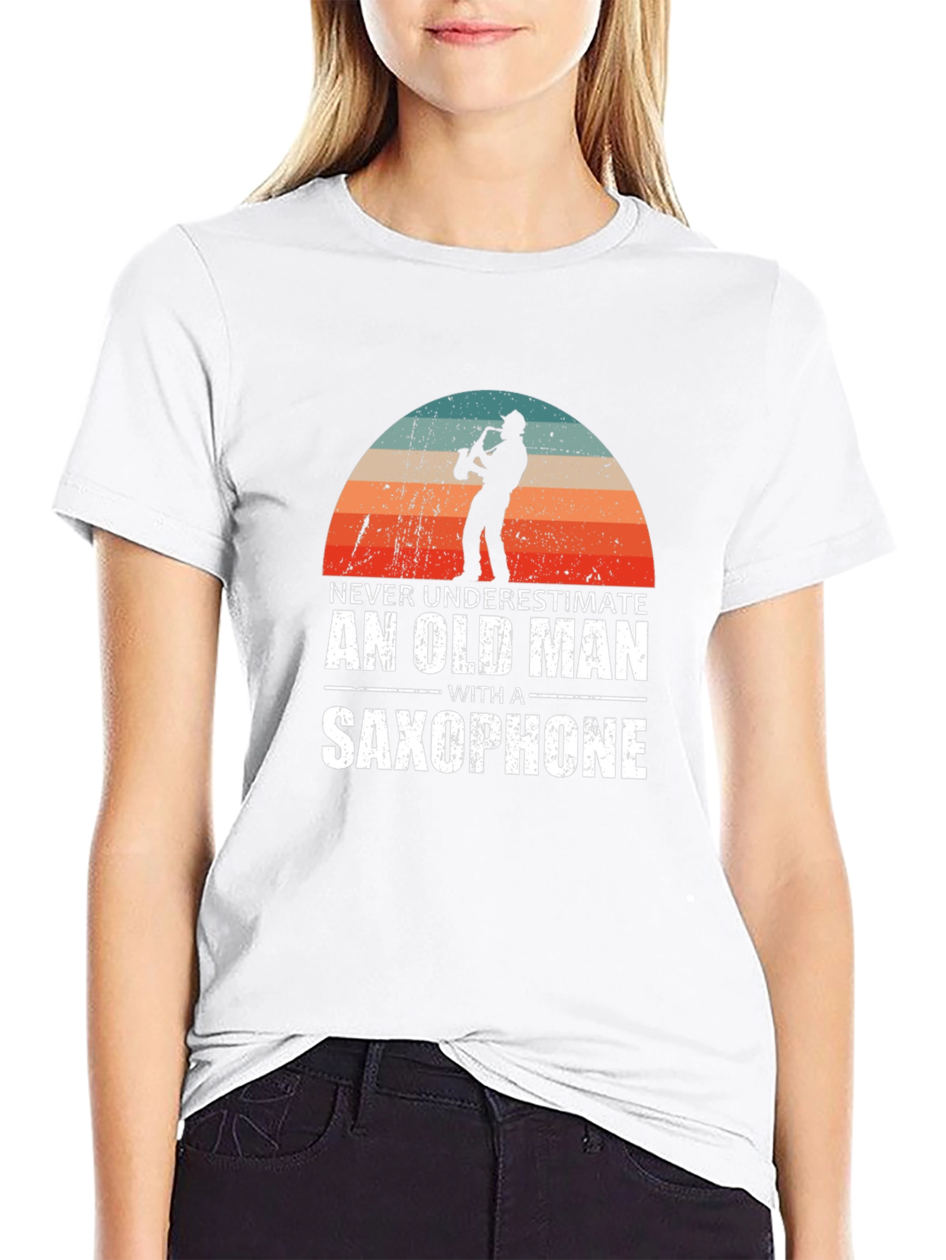 Old Man Saxophone Graphic Tee - Music Lover T-Shirt
