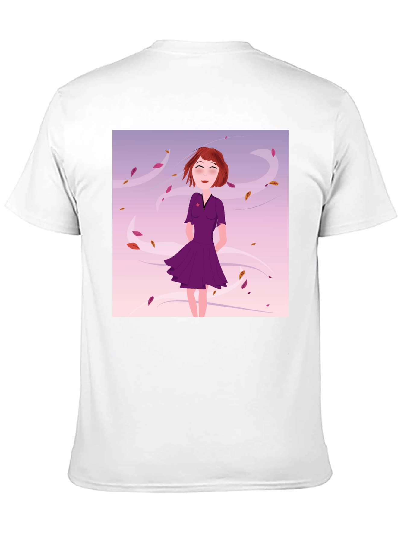 Whimsical Girl in Wind T-Shirt