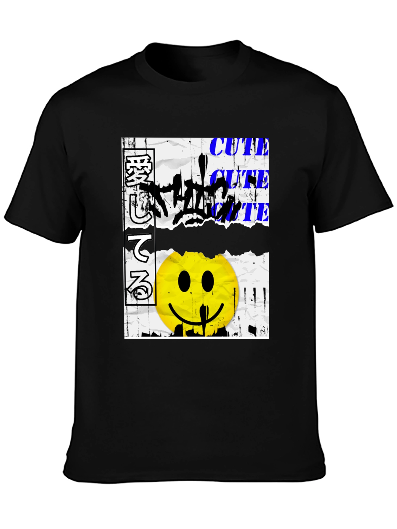 Edgy Graphic Print Black Tee